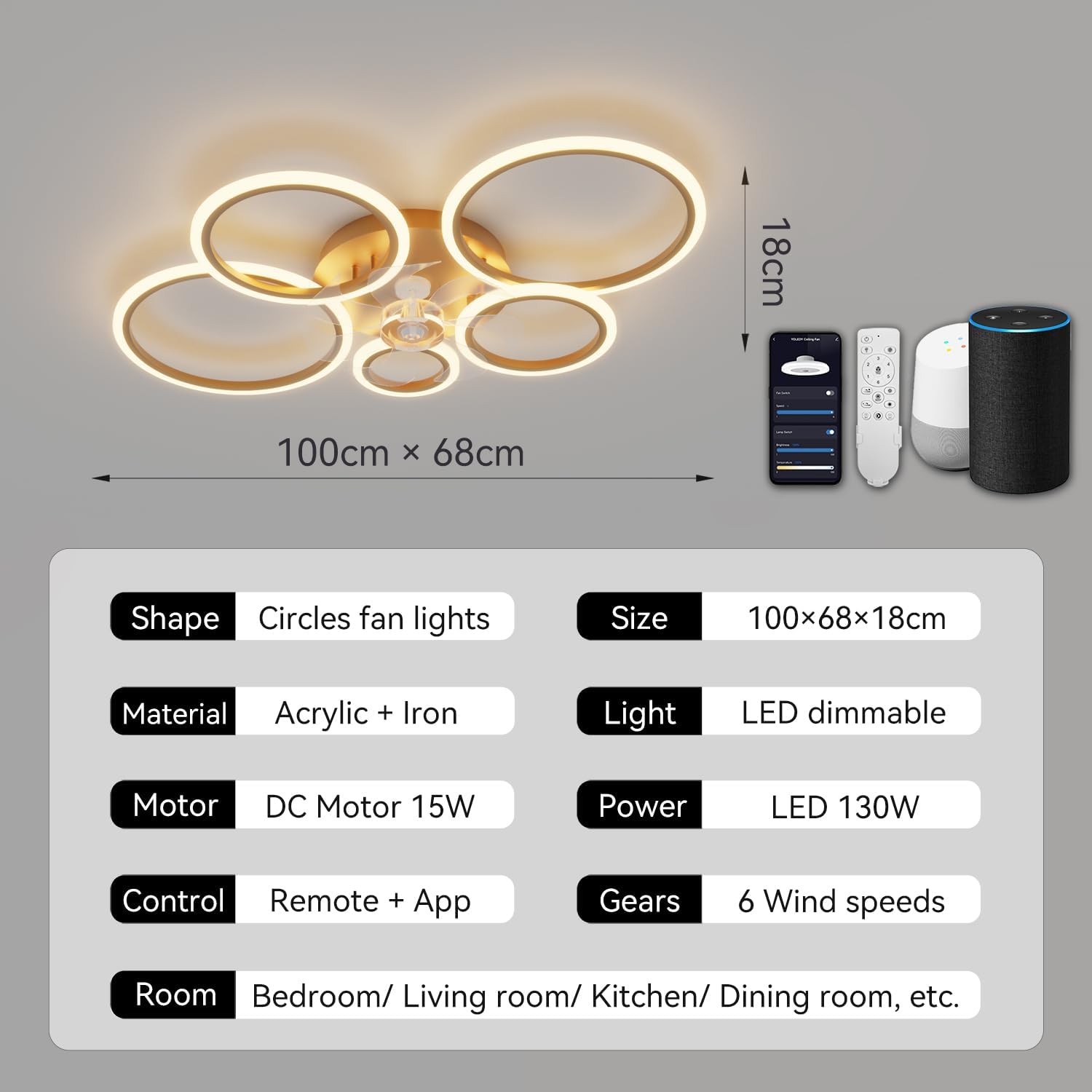 Ycwdcz Plafoniera Ventilatore Soffitto Smart - immagine 6