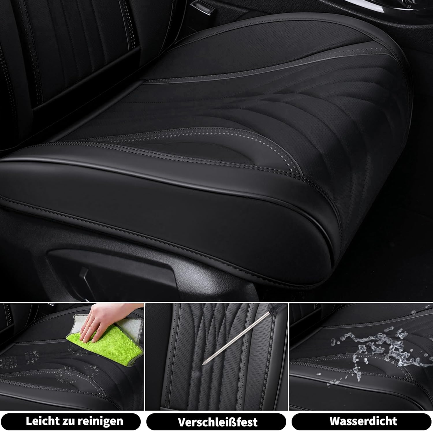 Florich Set Coprisedili Auto 5 Pezzi, Nero01 - immagine 5