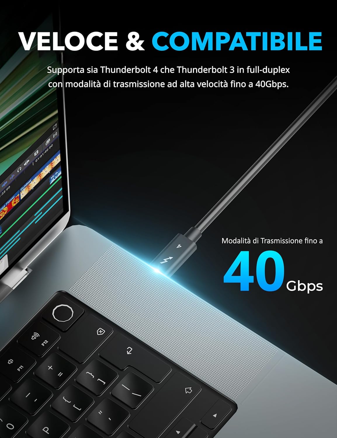 Sabrent Cavo Thunderbolt 4 USB Type C 2m Nero - immagine 4