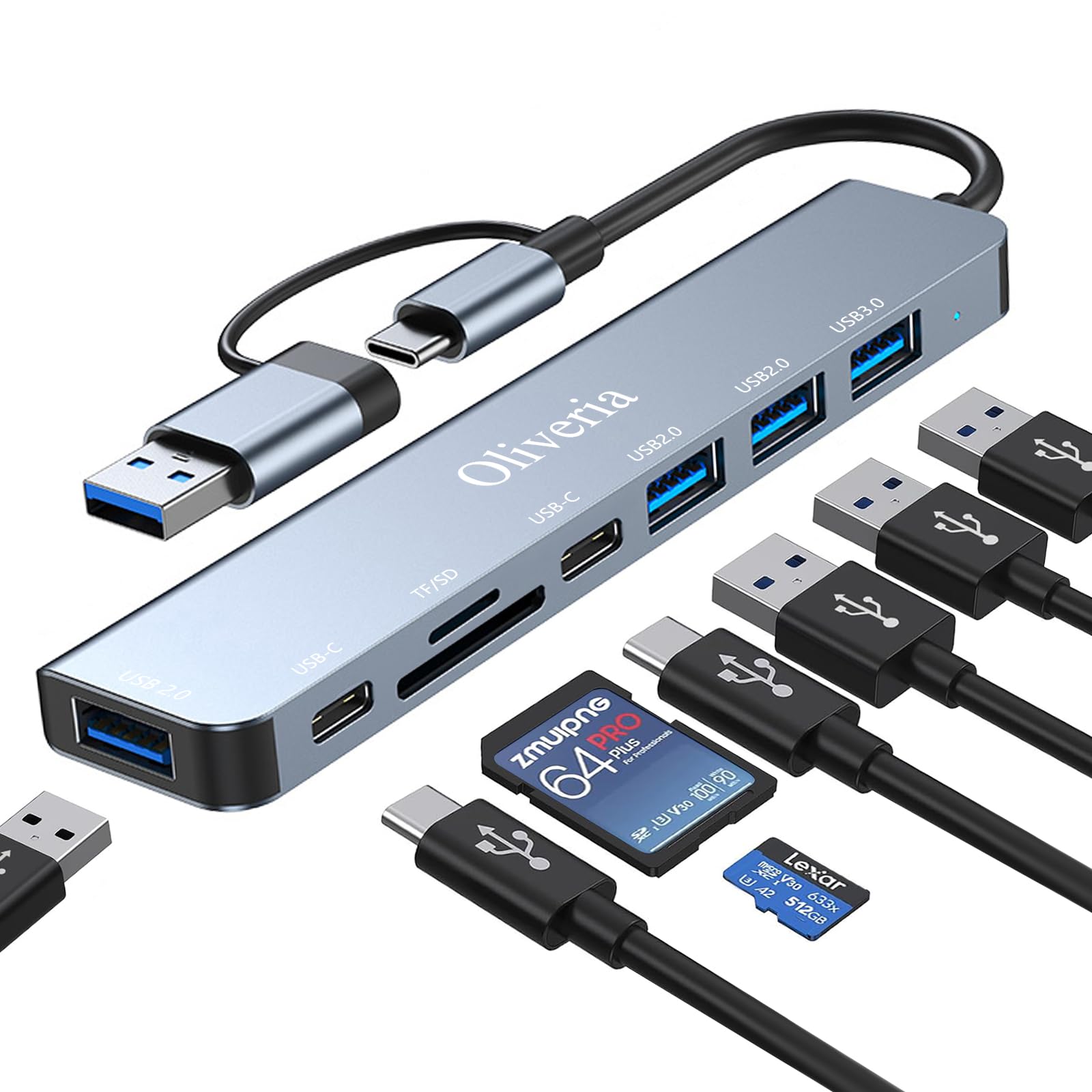 Oliveria Adattatore USB C Hub 3.0 8 in 2 Multiporta