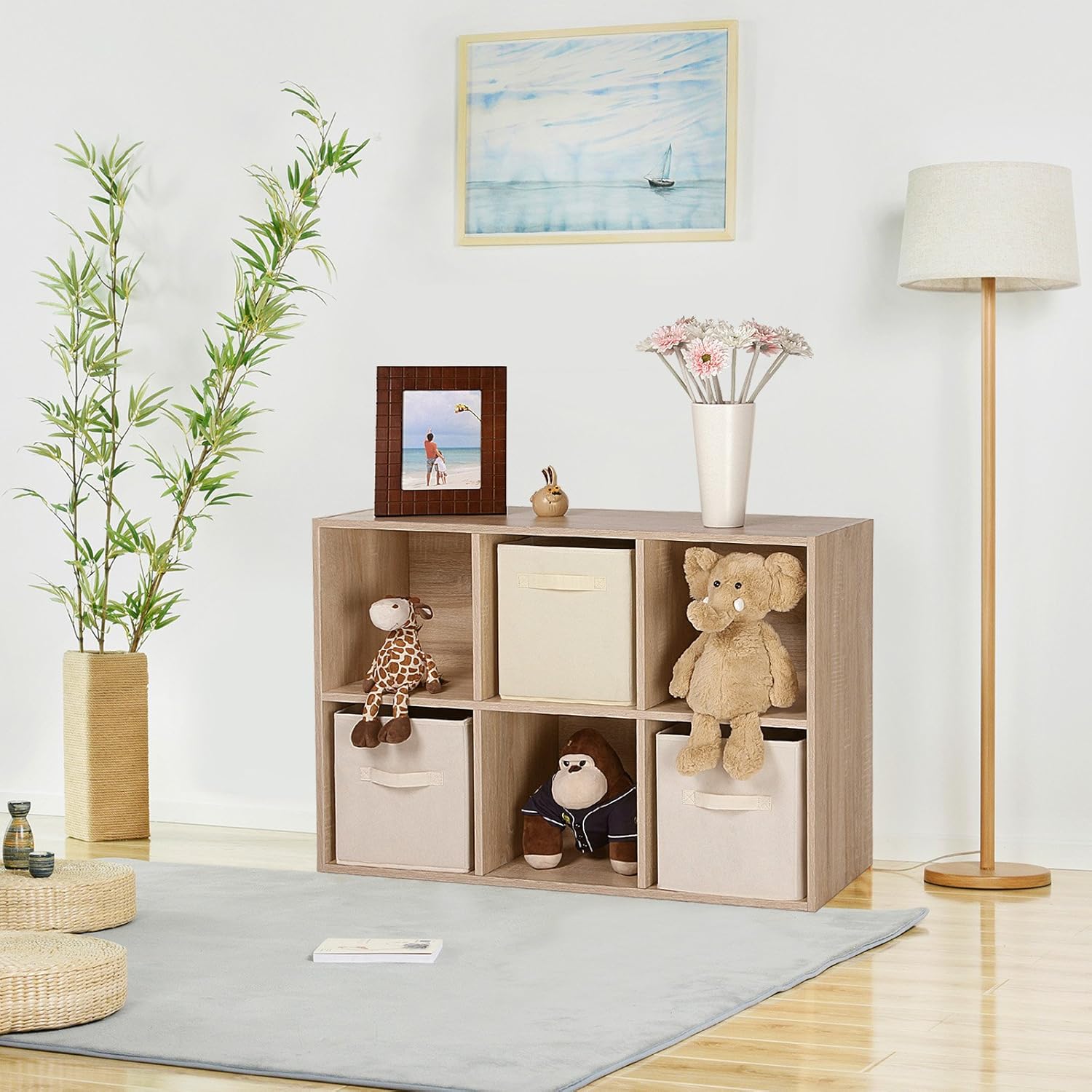 Vasagle Libreria a 6 Cubi 30x65,5x97,5 cm, Naturale - immagine 4