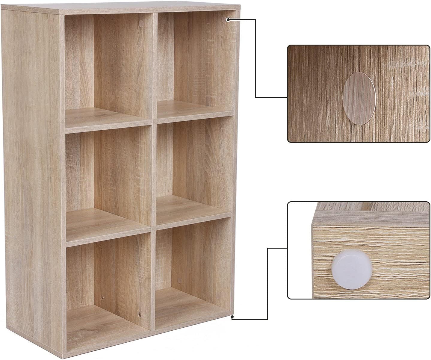 Vasagle Libreria a 6 Cubi 30x65,5x97,5 cm, Naturale - immagine 6