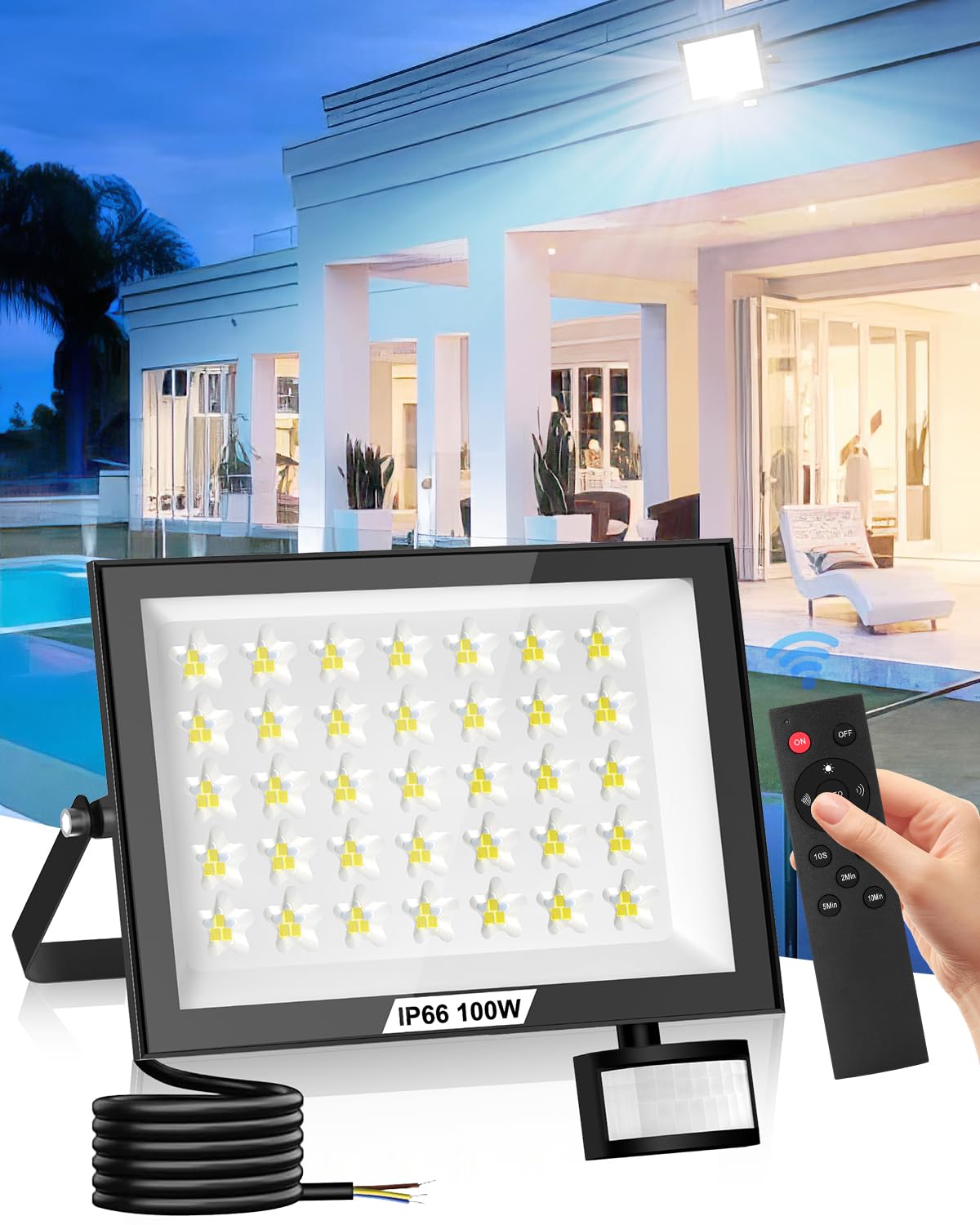 Faretto LED da Esterno con Sensore di Movimento 100W