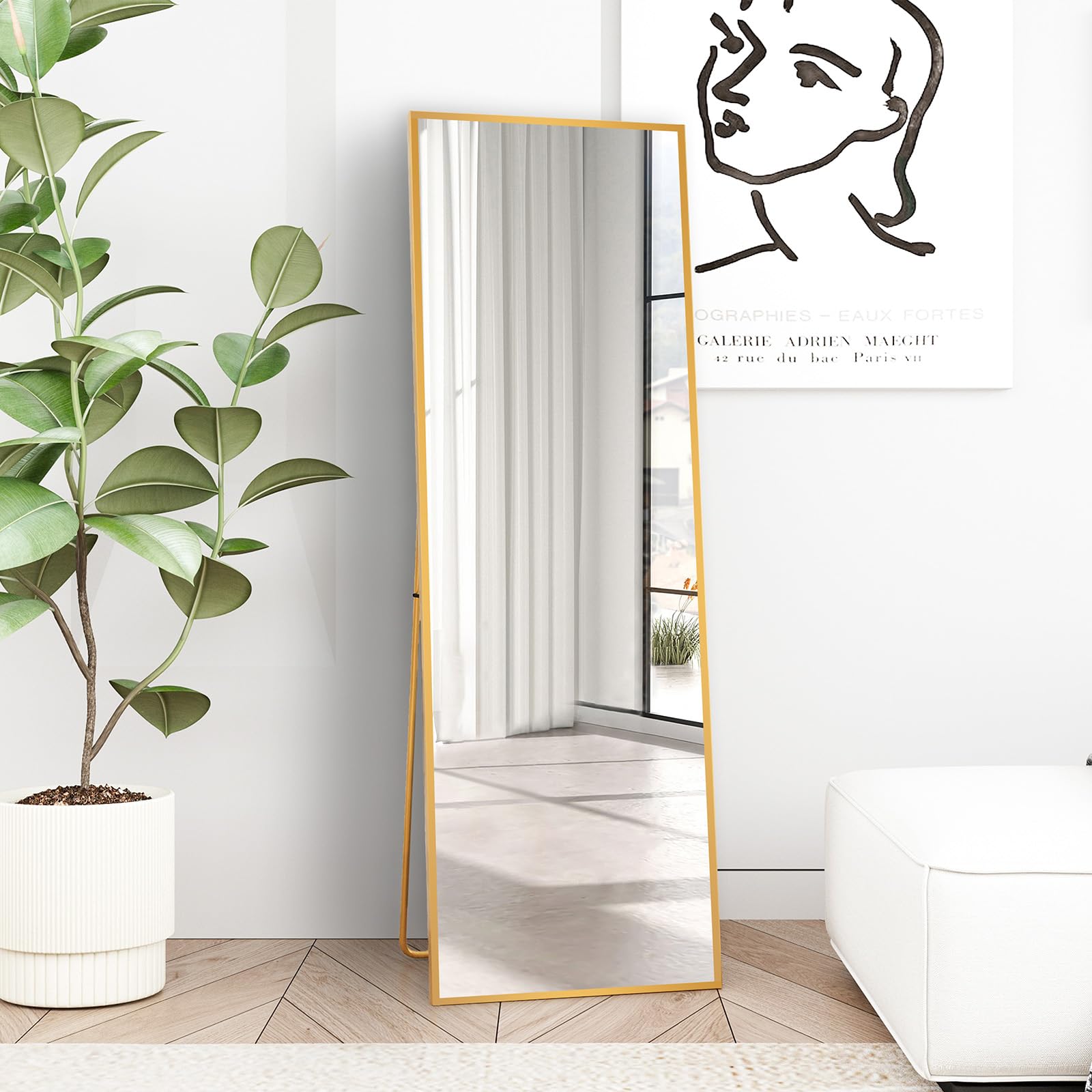 Beauty4u Specchio a Tutta Lunghezza 150x40cm Dorato