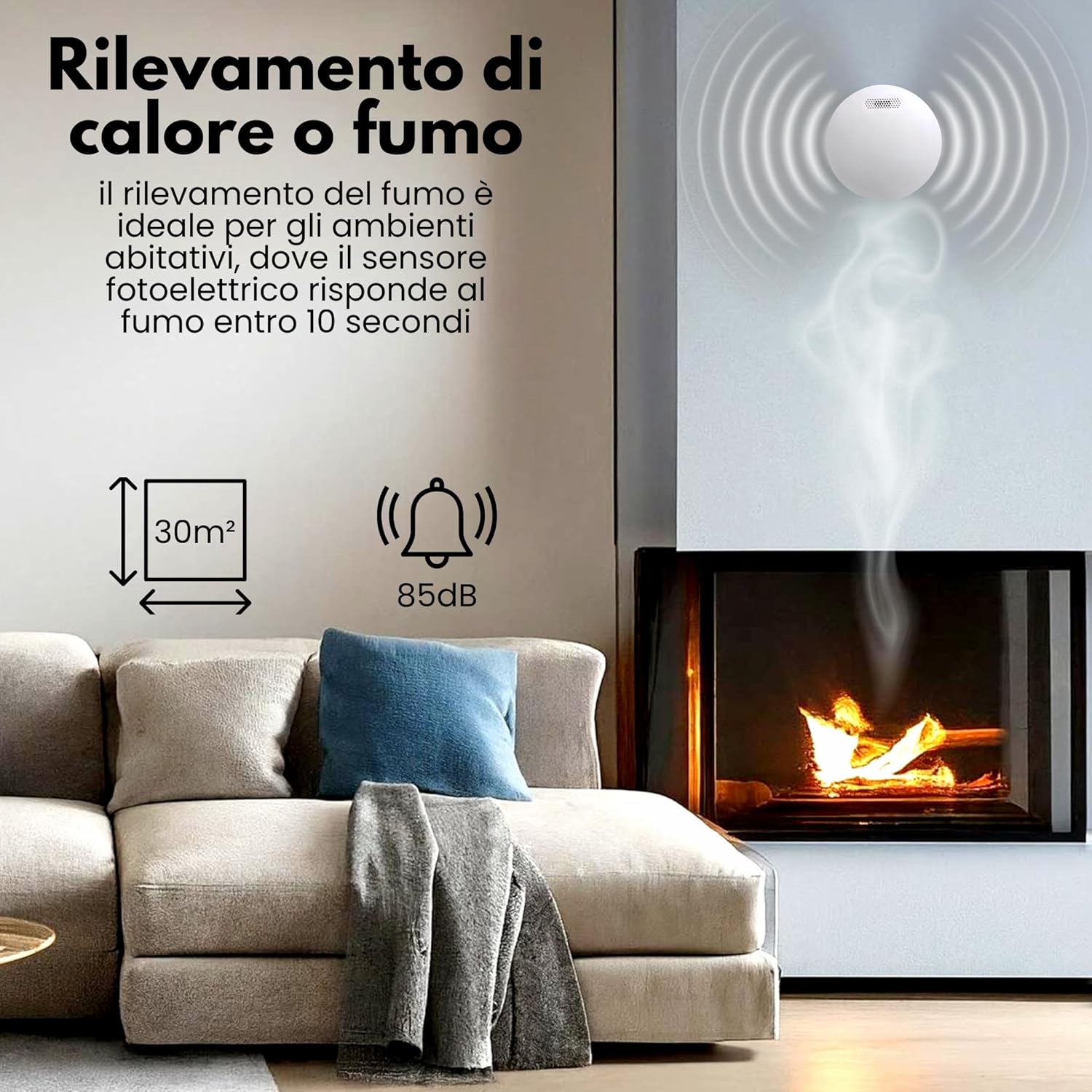 Aroha Link Rilevatore Fumo/Calore Collegabile - 5 Pezzi - immagine 5