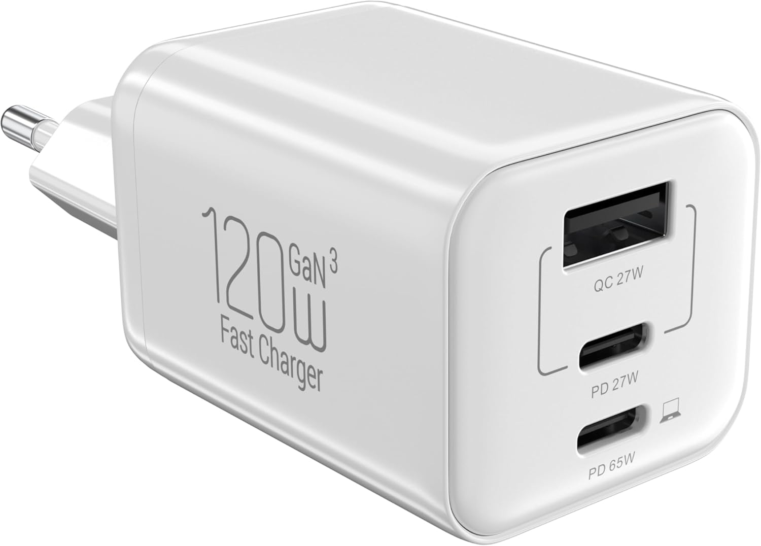 Caricatore USB-C 120W 3 Porte con Alimentatore 65W - immagine 1