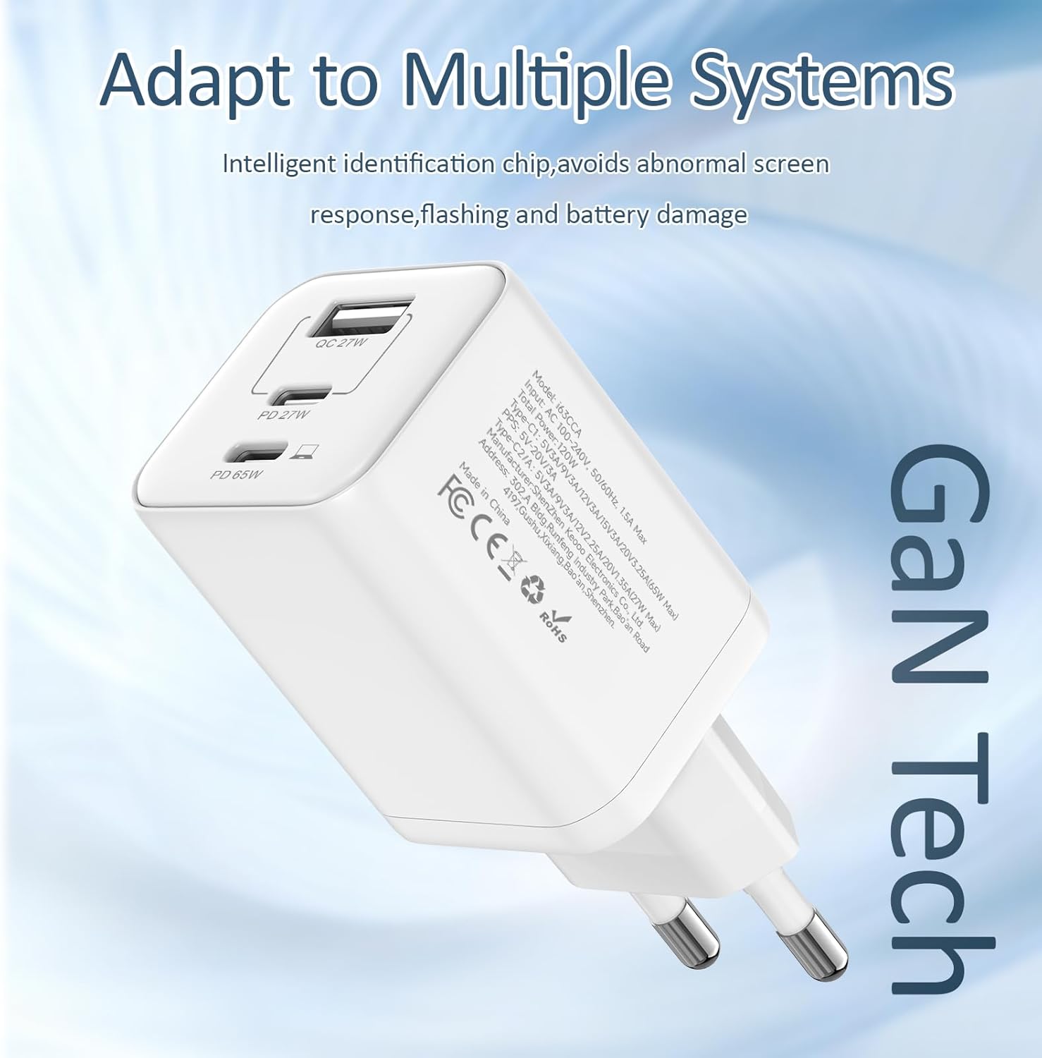 Caricatore USB-C 120W 3 Porte con Alimentatore 65W - immagine 8