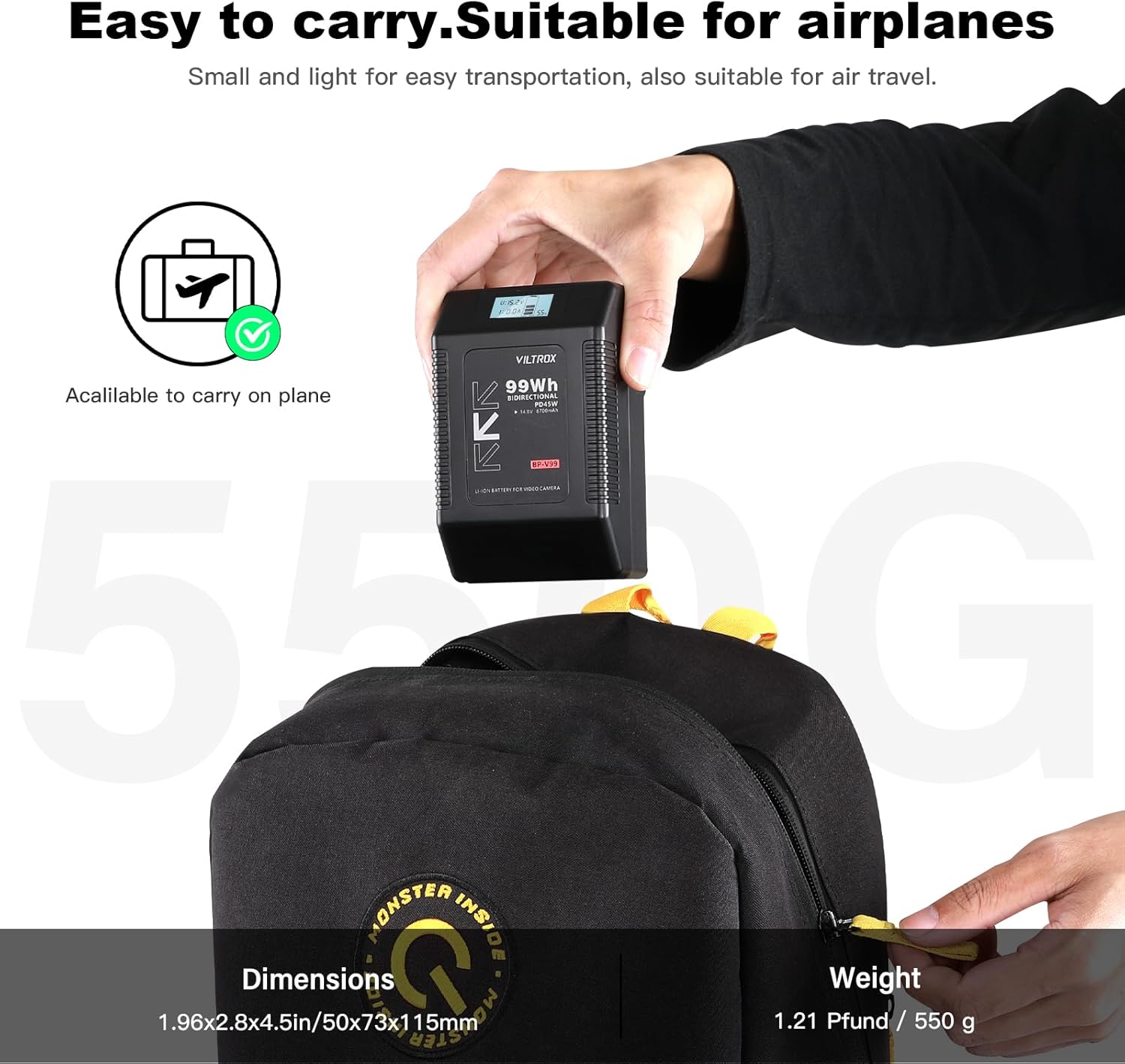 Viltrox V Lock Battery 6700mAh 99Wh, Nero - immagine 4