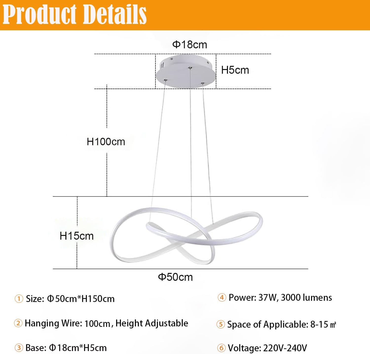 Lampada a Sospensione LED Dimmerabile 30W - immagine 7