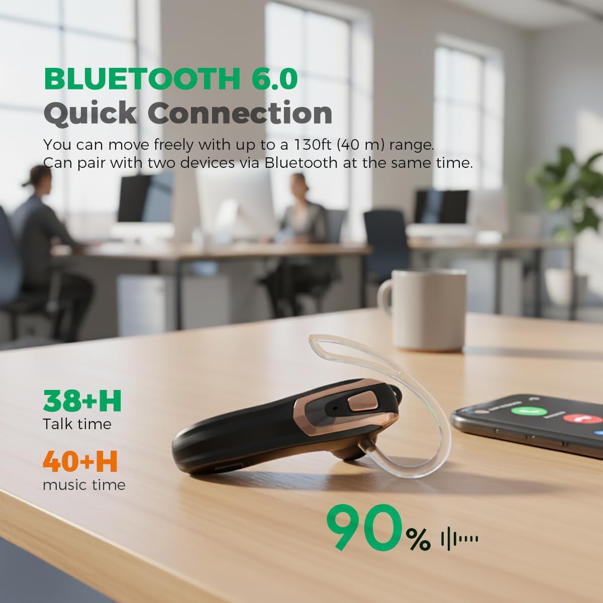 Micool Cuffie Bluetooth V6.0 con AI Noise Cancelling - immagine 2