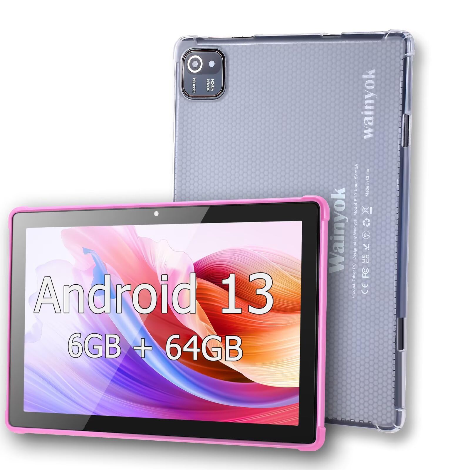 Tablet Android 13 per Bambini 10.1 pollici, Rosa