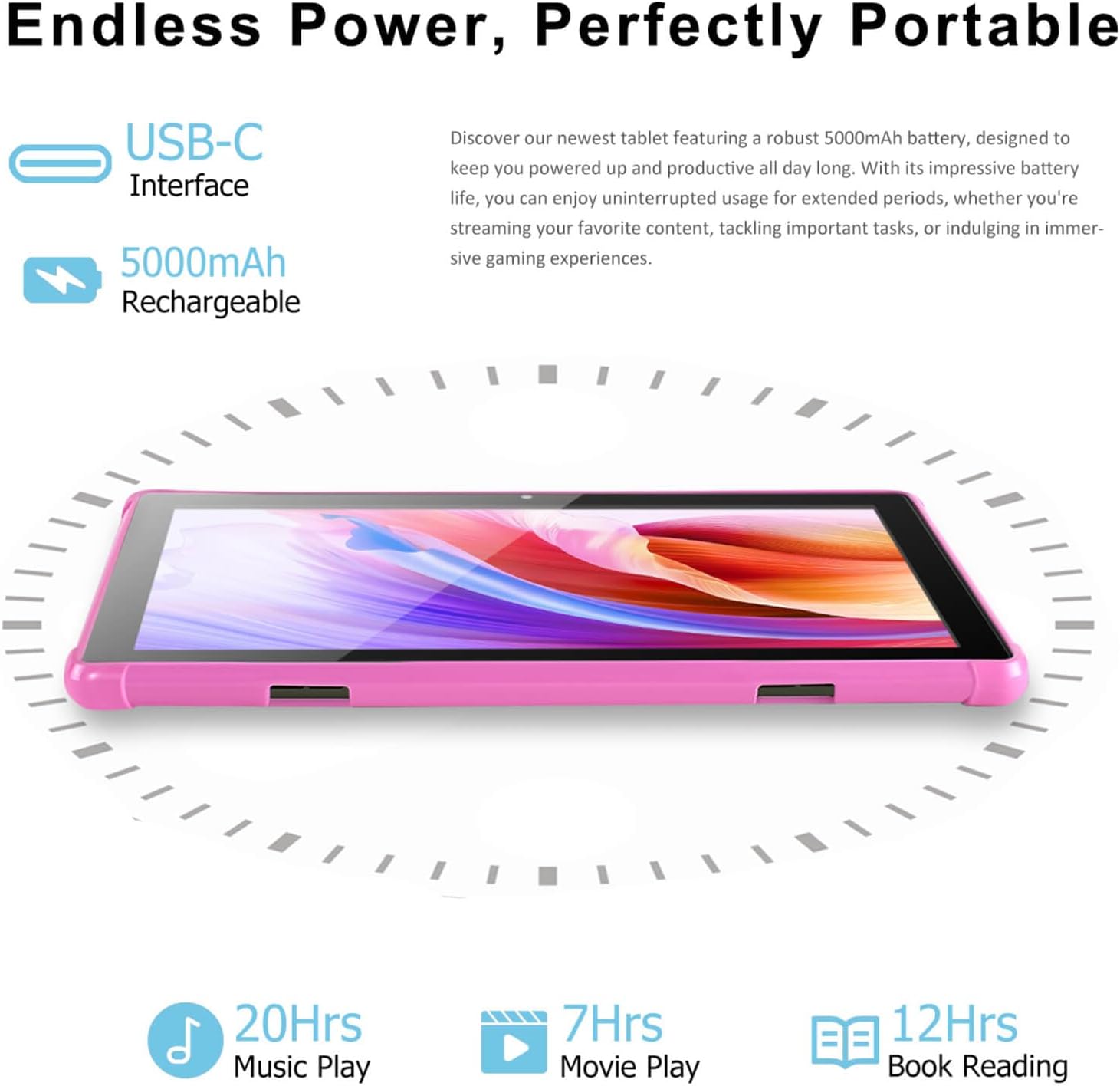 Tablet Android 13 per Bambini 10.1 pollici, Rosa - immagine 6