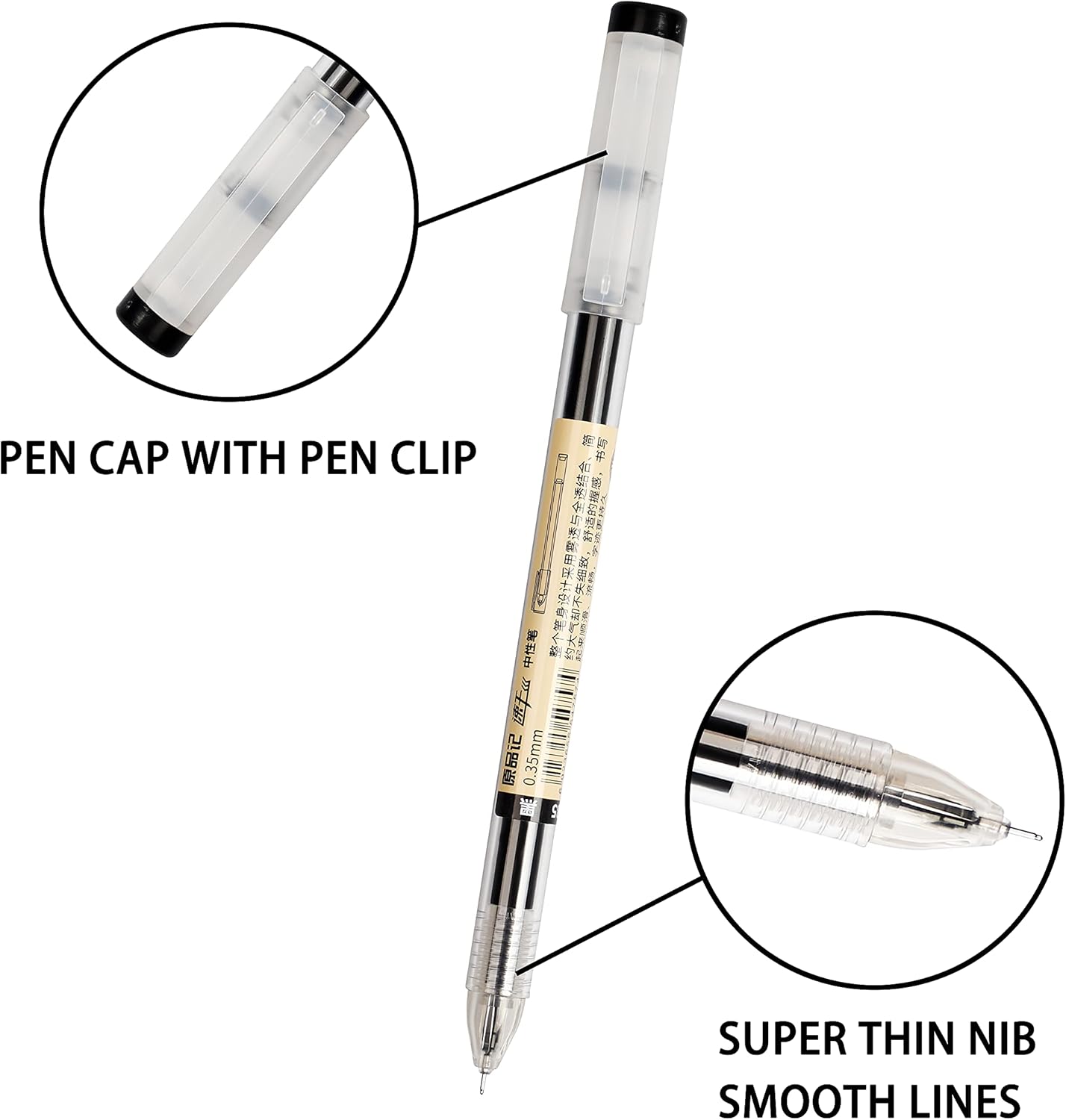 Abeier Penna a Sfera Extra Fine 0,35mm Inchiostro Gel Nero - immagine 2