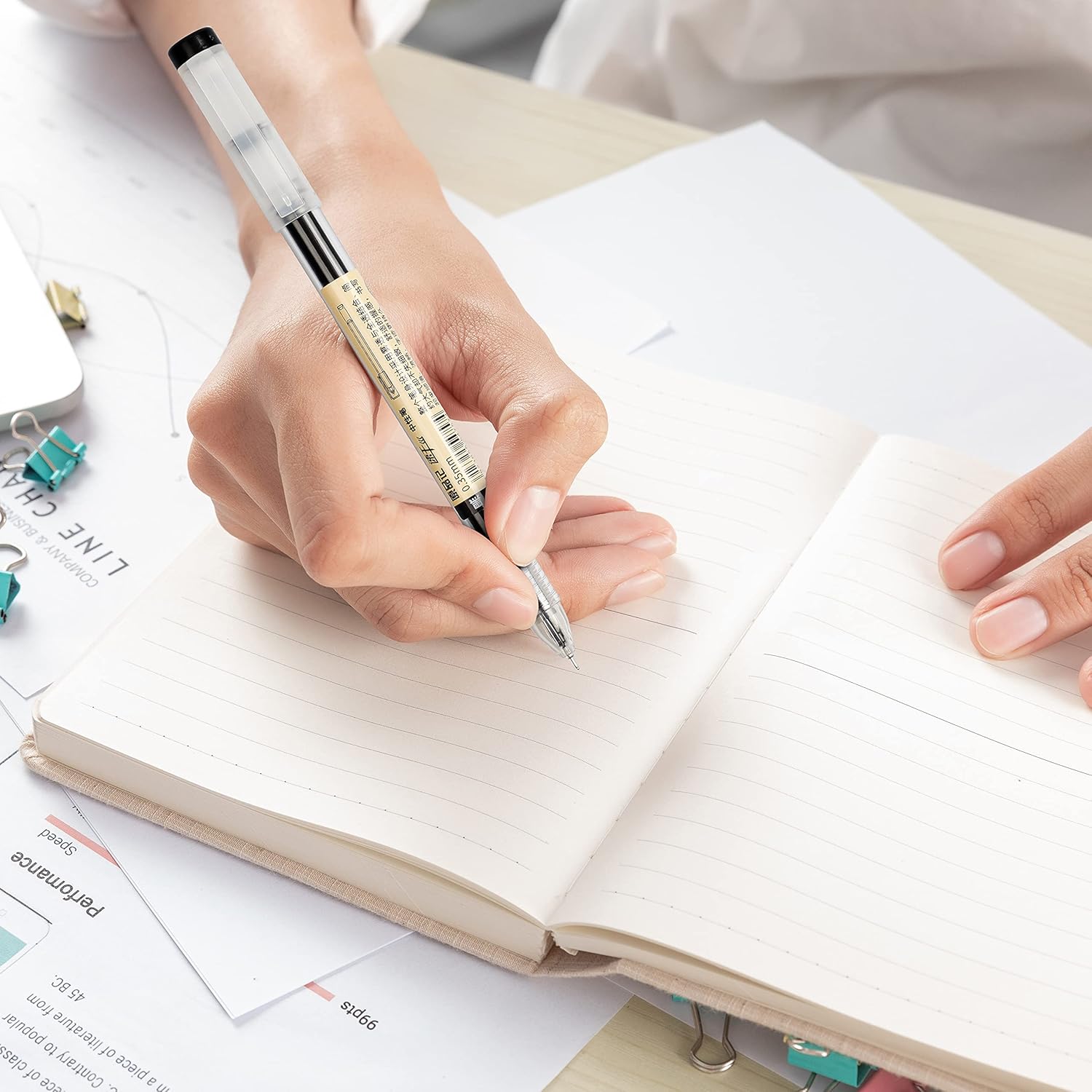 Abeier Penna a Sfera Extra Fine 0,35mm Inchiostro Gel Nero - immagine 3