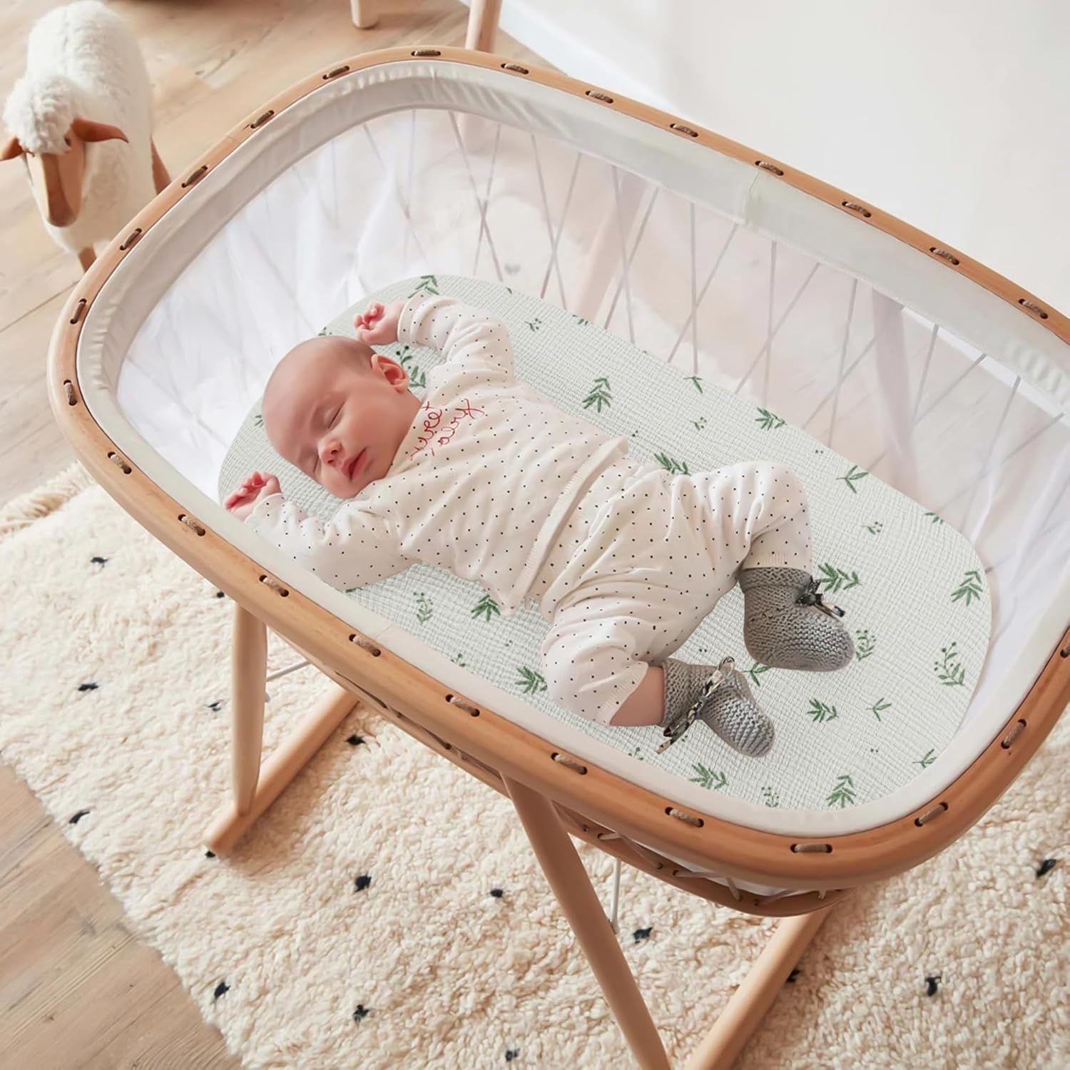 Susurration Set 3 Lenzuola Mussola 84x43cm, Grigio-Verde - immagine 2