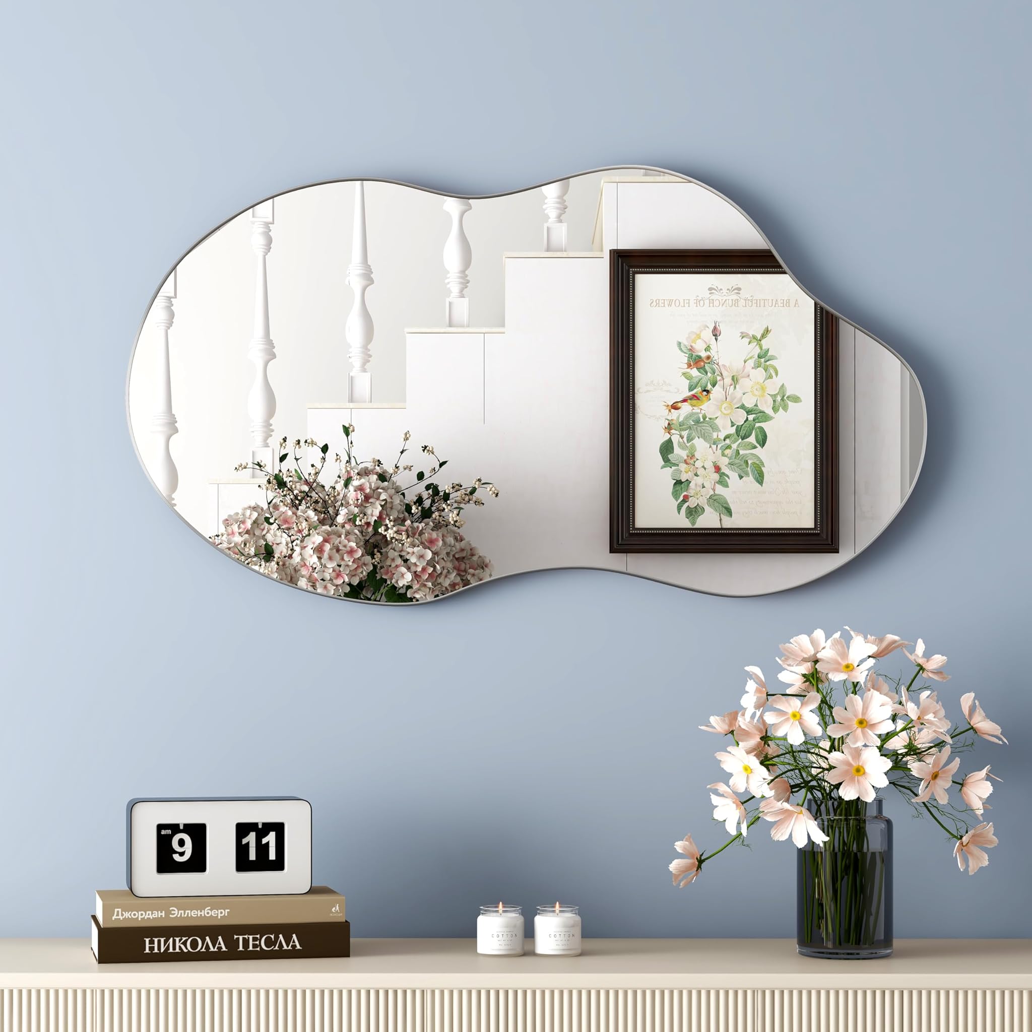 Shyfoy Grande Specchio da Parete Asimmetrico, Argento