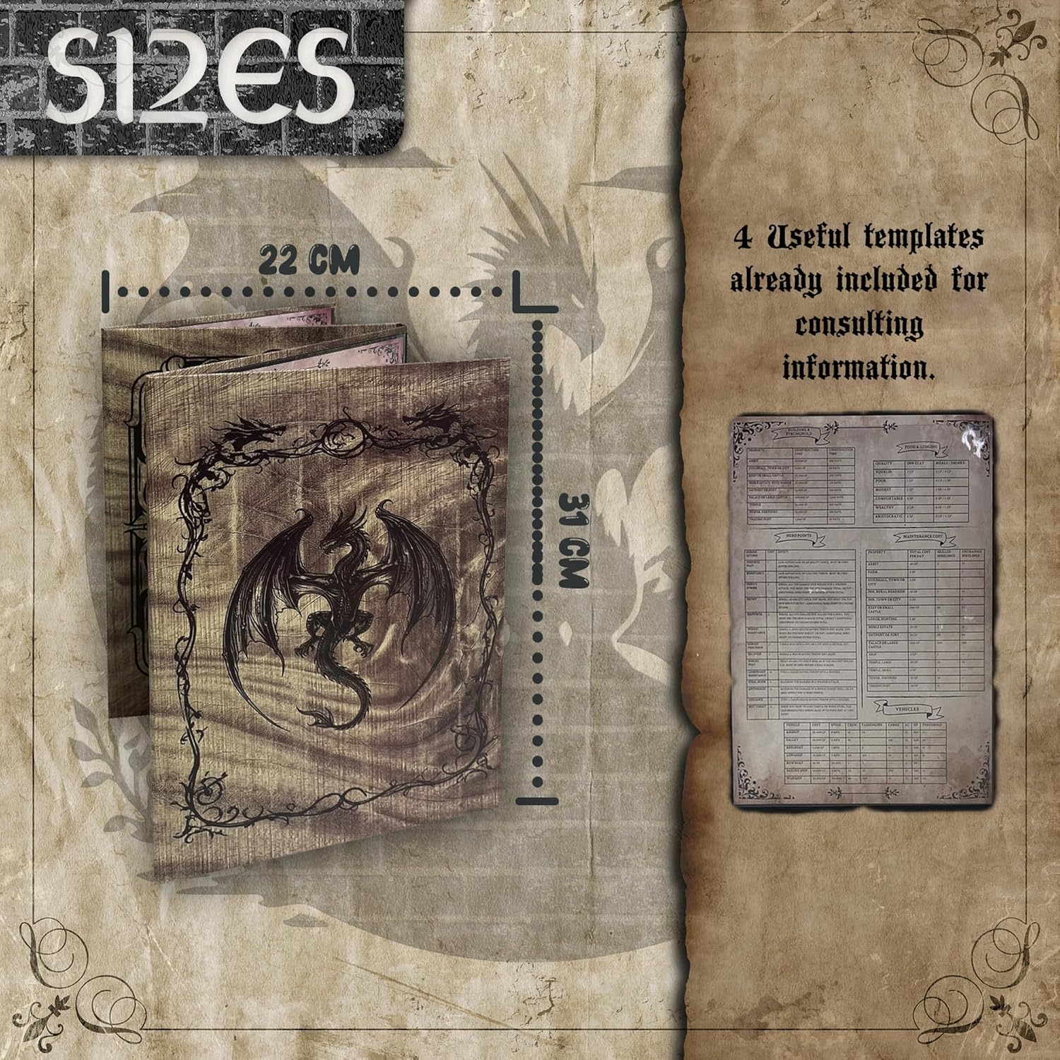 DOJA Hobbies Pantalla De Dungeon Master De 4 Paneles Liso – Con Bolsillos Y Plantillas Personalizables Para D&D