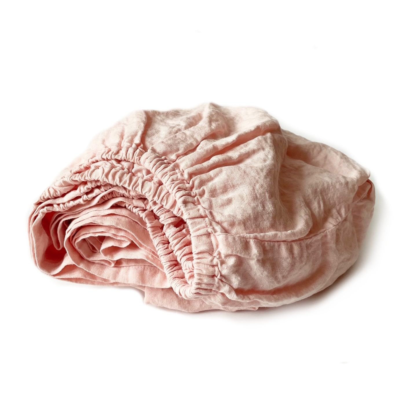 JOWOLLINA Lenzuolo con angoli elasticizzati in 100% lino Stonewashed (200 x 200 + 25 cm, Pale Dogwood