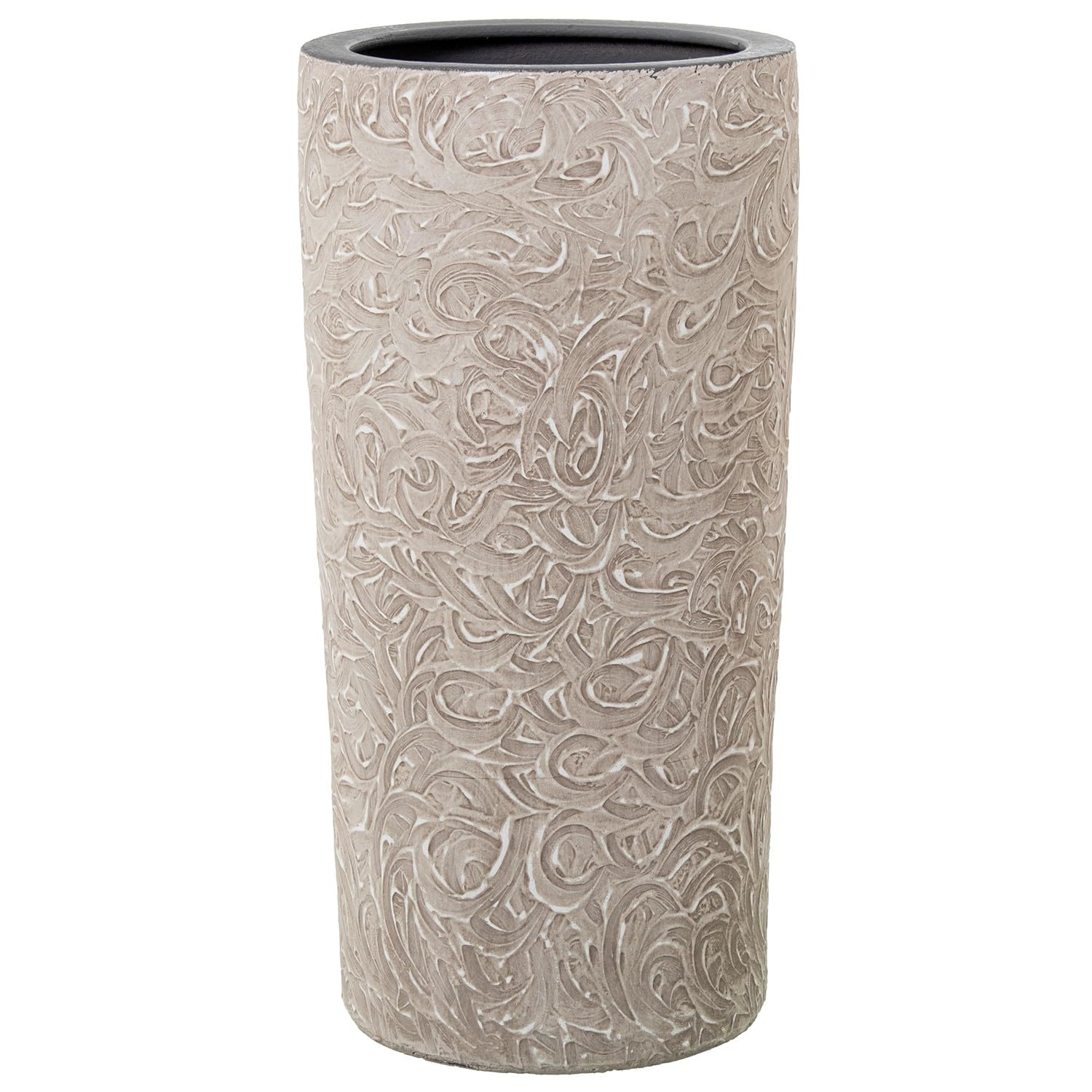 DRW Portaombrelli rotondo in ceramica con onde in crema 25x25x50 cm