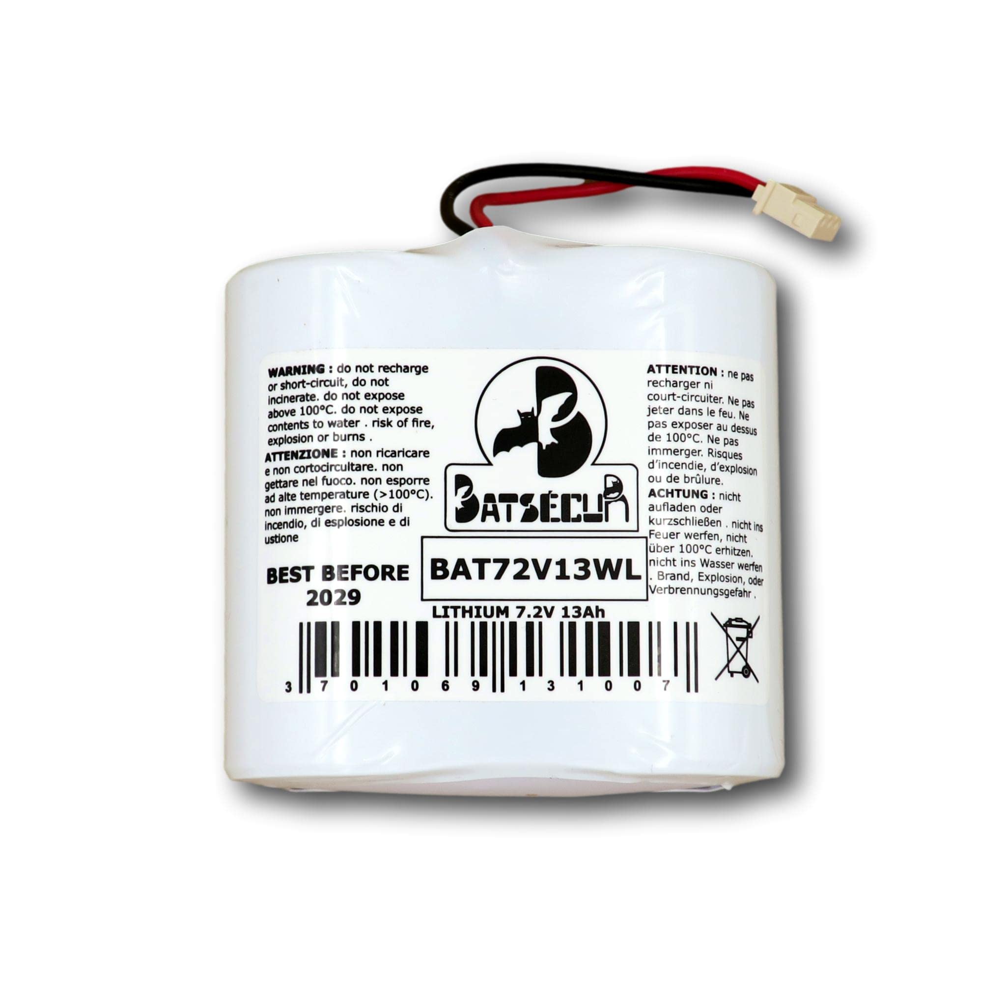 Batsécur Batteria di Allarme BAT72V13WL 7.2V 13Ah