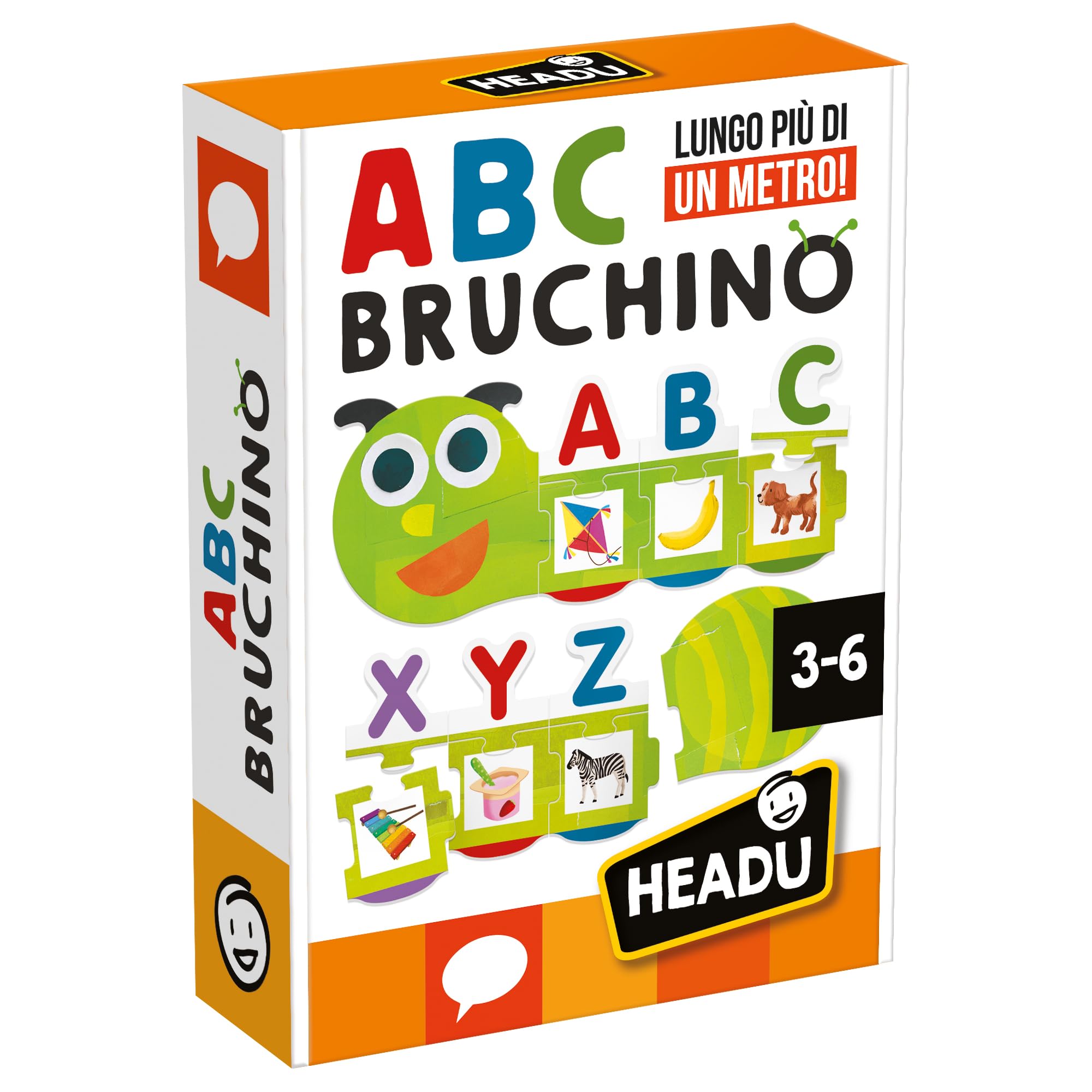 HEADU - Bruchino ABC, Autocorrettivo e Lungo più di un Metro!, Un Gioco Educativo per Bambini dai 3 ai 6 anni, Made in Italy