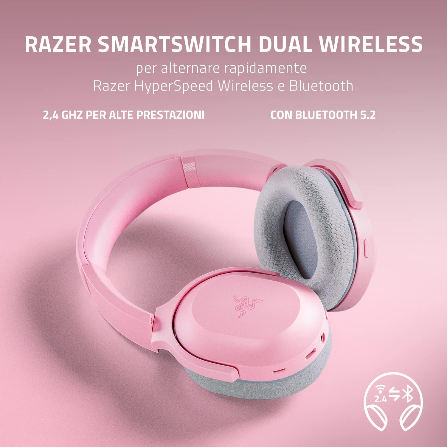 Razer Barracuda - Cuffie Wireless Multipiattaperma, Quartz Rosa - immagine 2