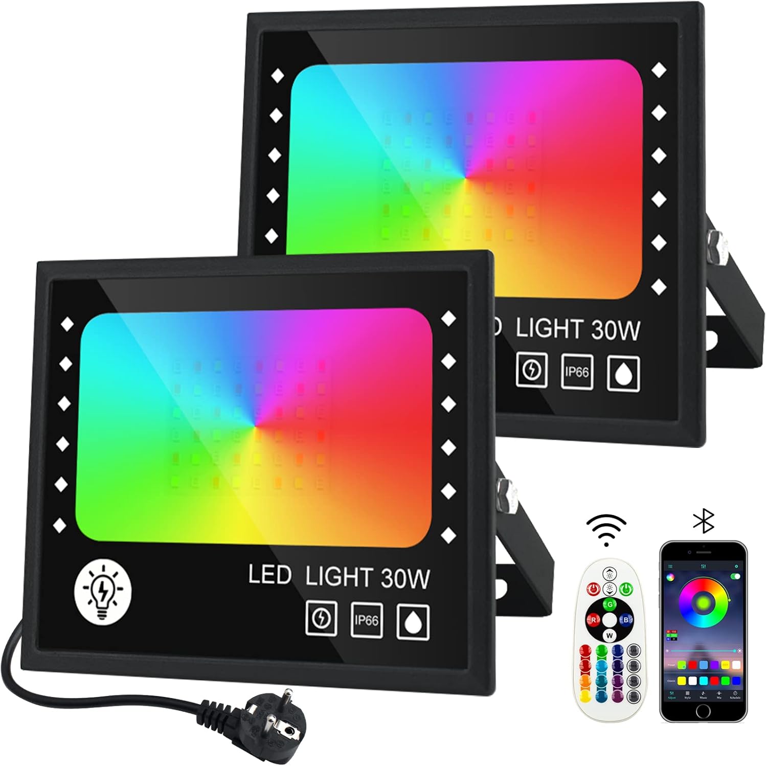 Createstar Faretto LED RGB 30W Esterno IP66 - immagine 1