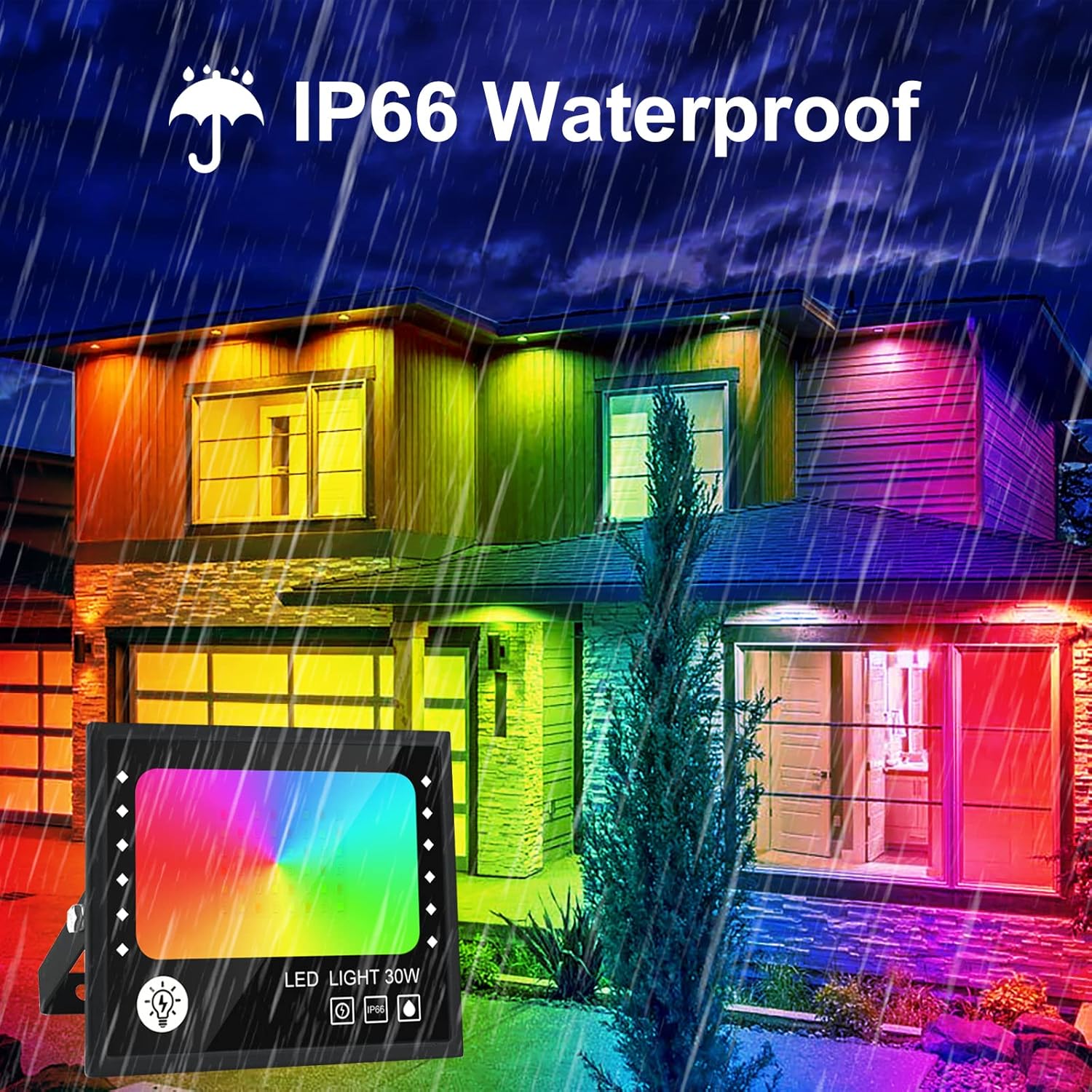 Createstar Faretto LED RGB 30W Esterno IP66 - immagine 6