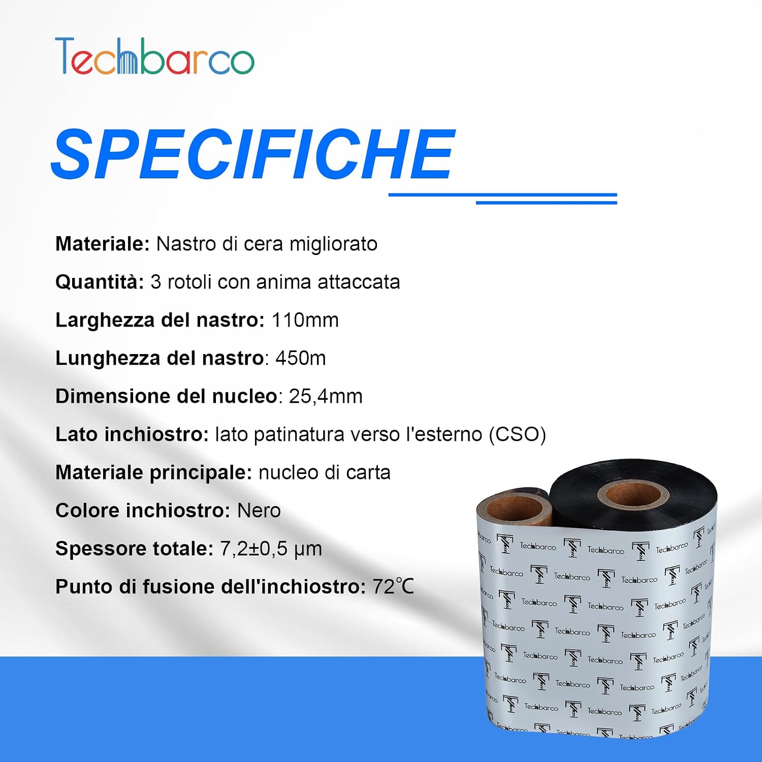 Nastro a Trasferimento Termico Cera Migliorata (3 rotoli) | Techbarco ...
