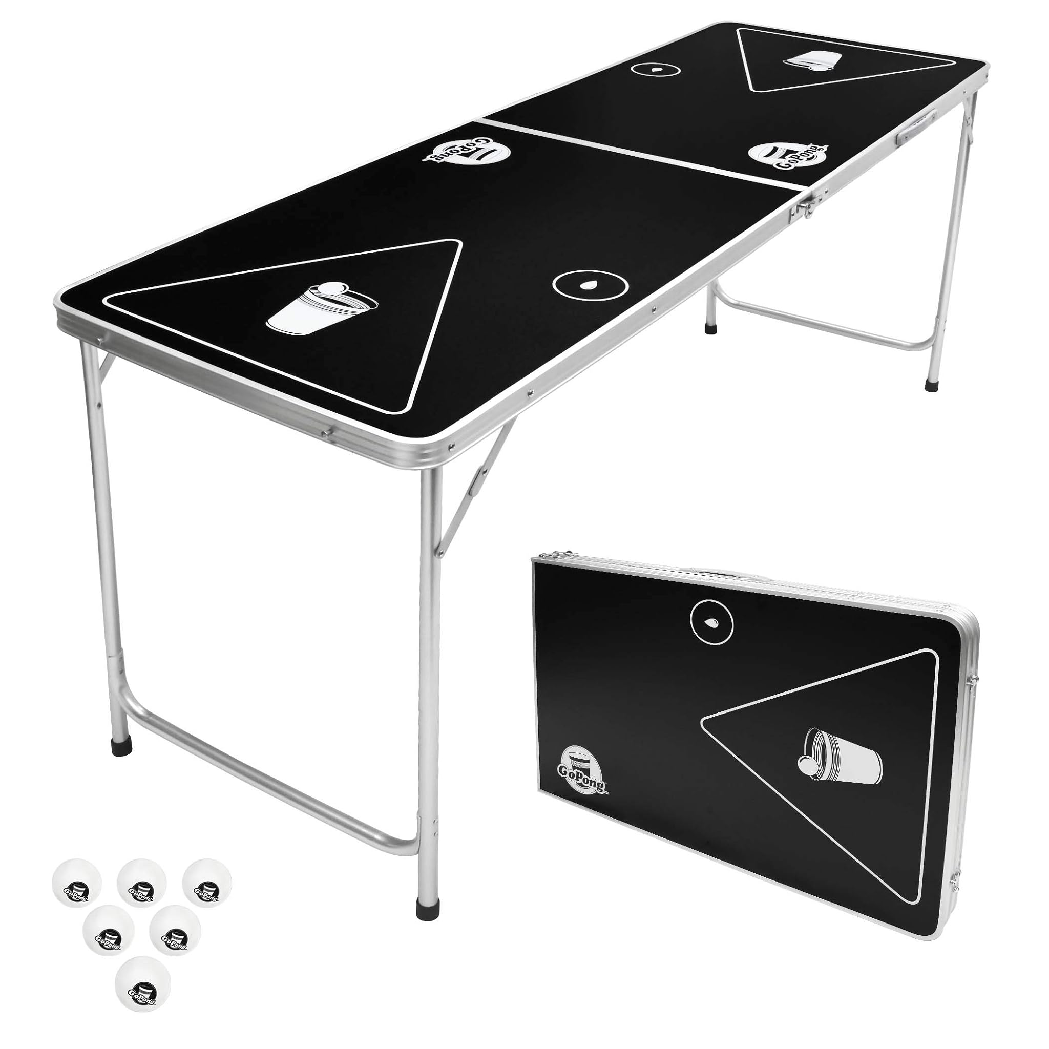 Gopong 1,8 m Portatile Pieghevole Beer Pong/Flip Cup Table (6 Palline Incluse)