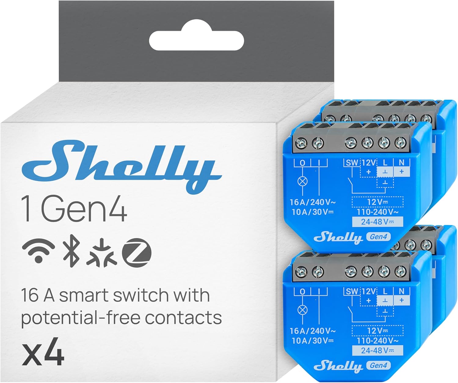 Shelly 1 Gen4 - Interruttore Relè Intelligente Wi-Fi (4 Pezzi) - immagine 1