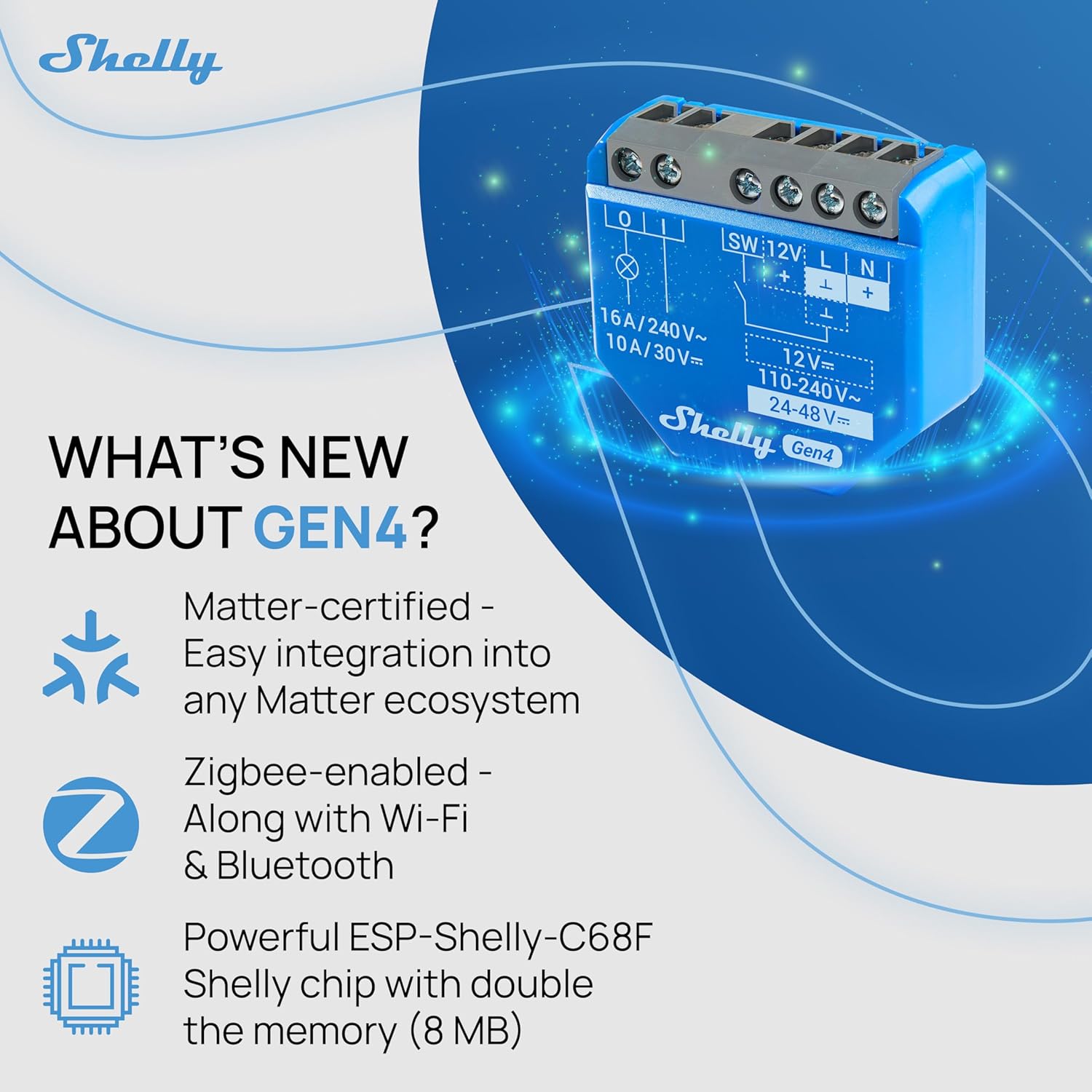 Shelly 1 Gen4 - Interruttore Relè Intelligente Wi-Fi (4 Pezzi) - immagine 4