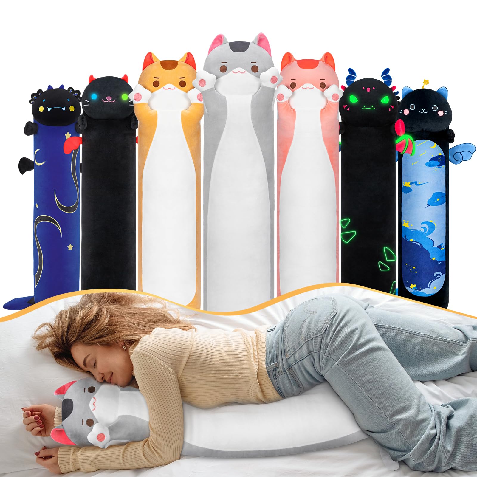 Mewaii Peluche Gatto Cuscino Lungo Kawaii 50CM