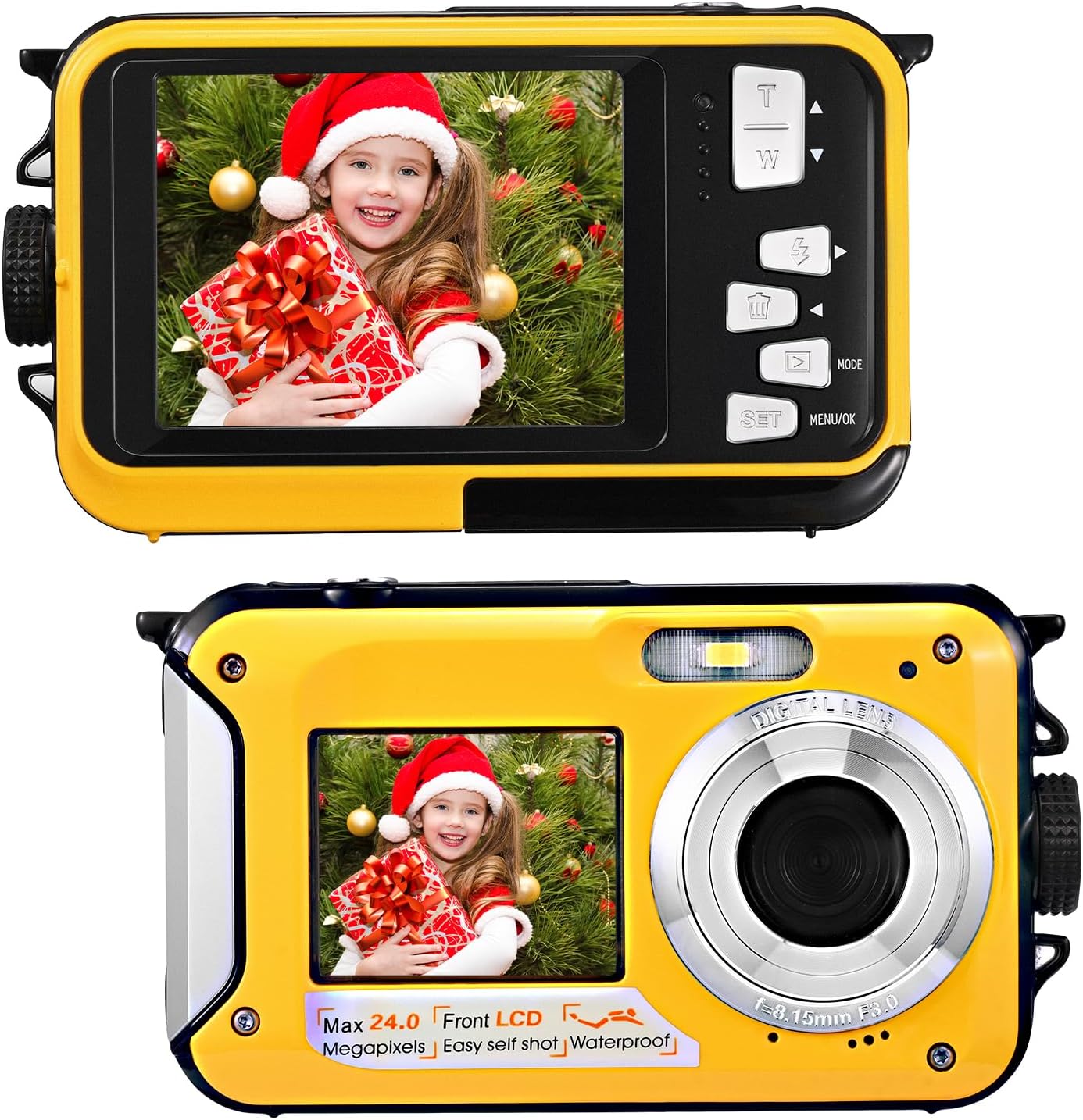 Fotocamera Digitale Impermeabile 2.7K 48MP, Giallo - immagine 1