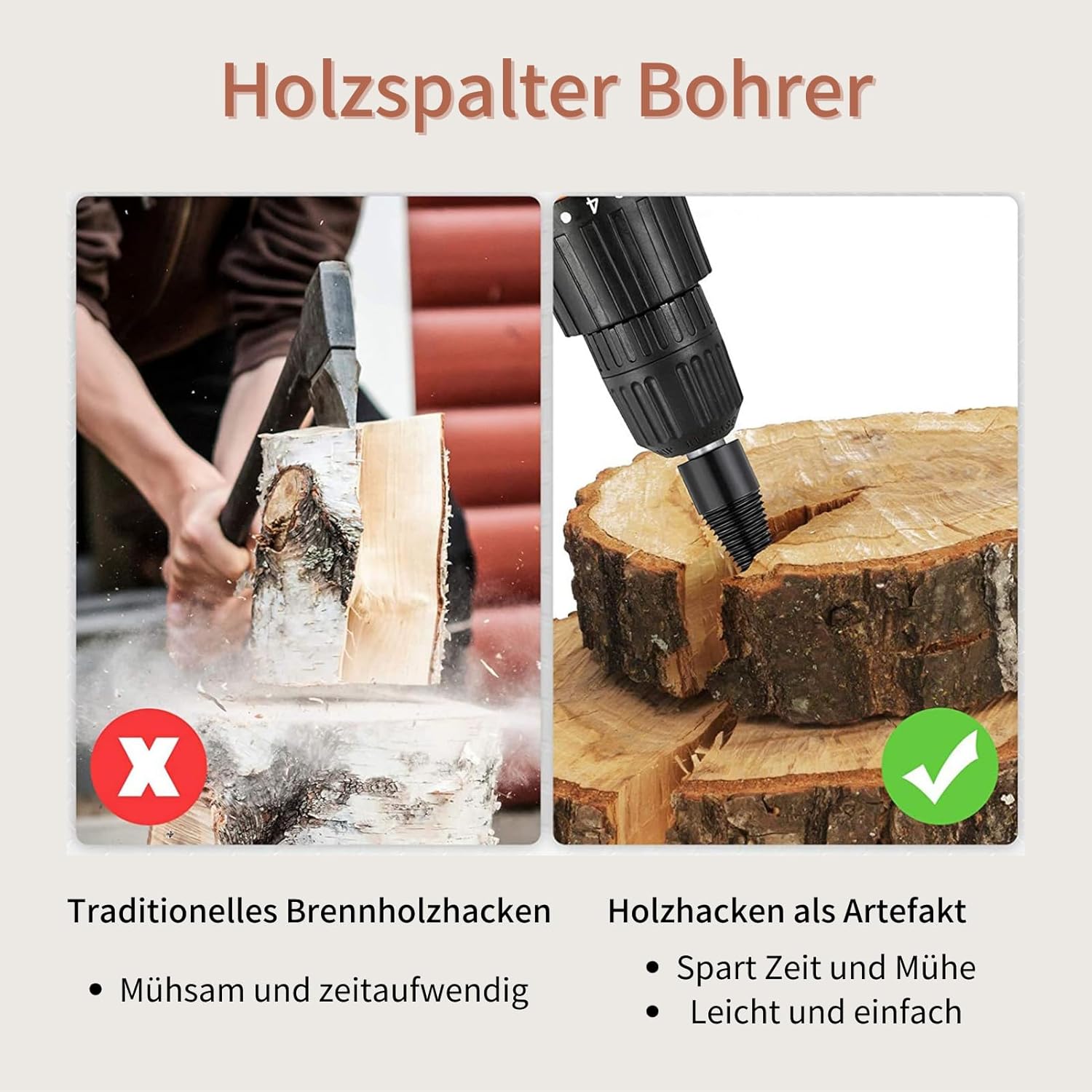 Punta da Trapano per Spaccalegna 6 Pezzi - immagine 3