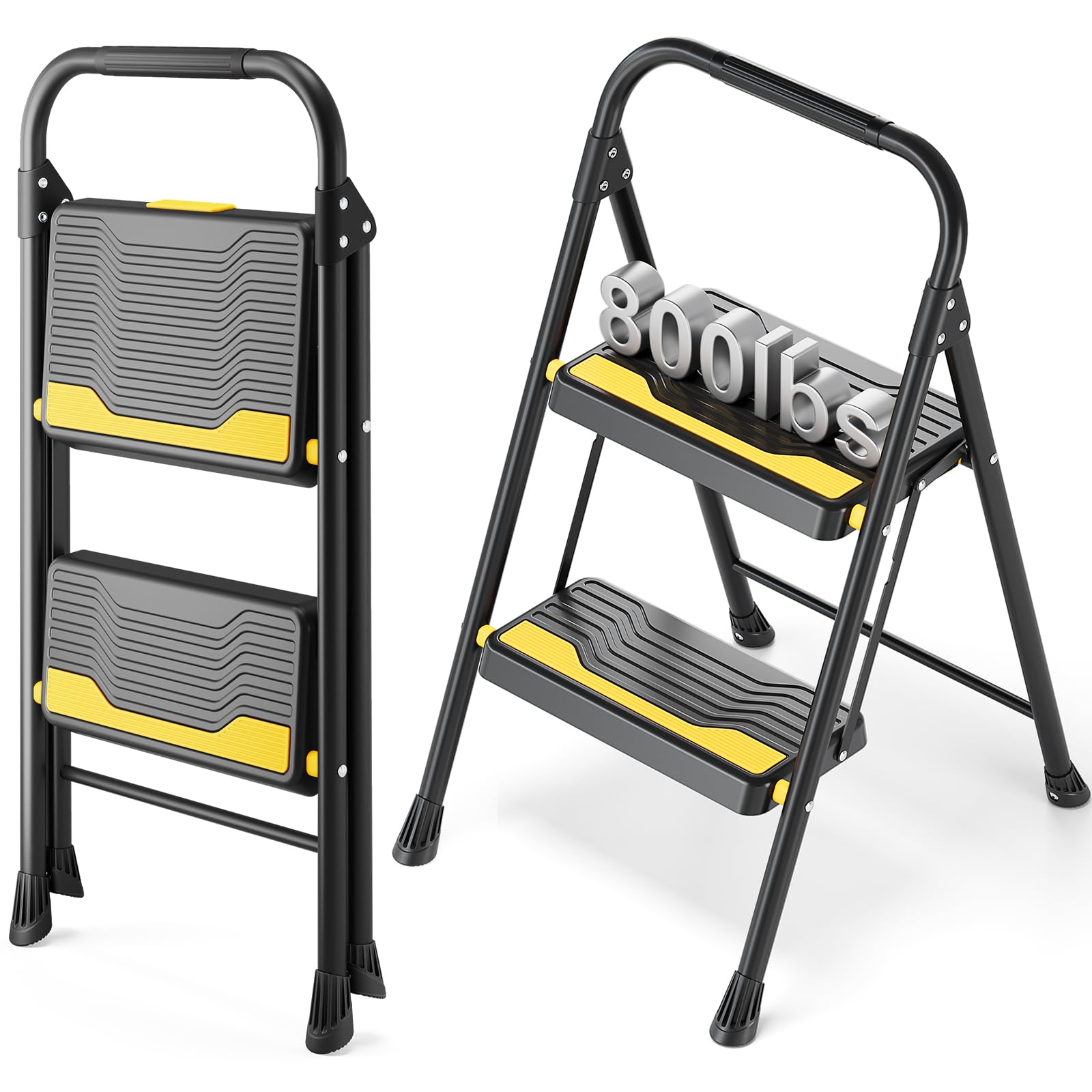 Urackify Scaletta Pieghevole 2 Gradini, Nera