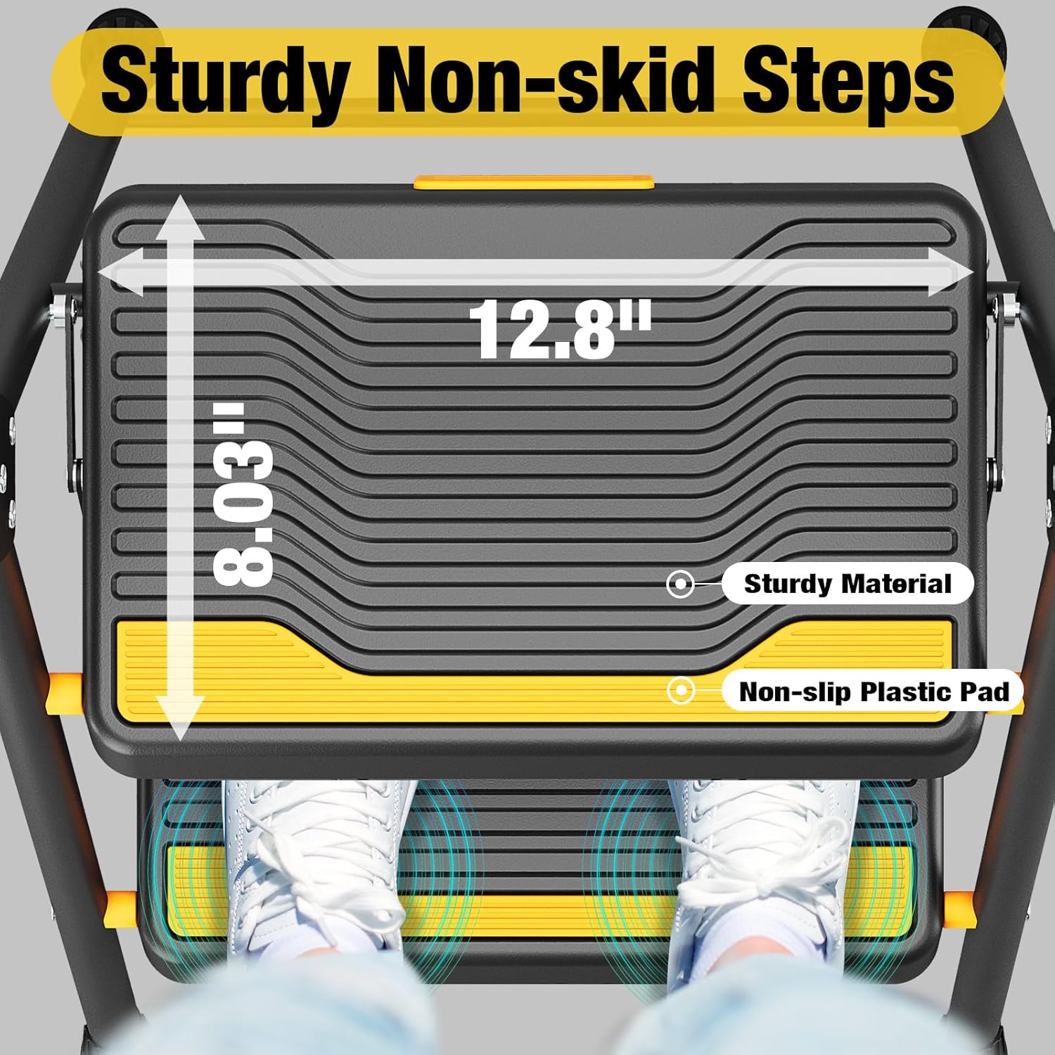 Urackify Scaletta Pieghevole 2 Gradini, Nera - immagine 2