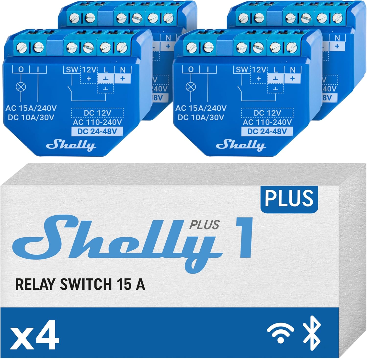 Shelly Plus 1 - Relè Intelligente WiFi e Bluetooth (4 pz) - immagine 1