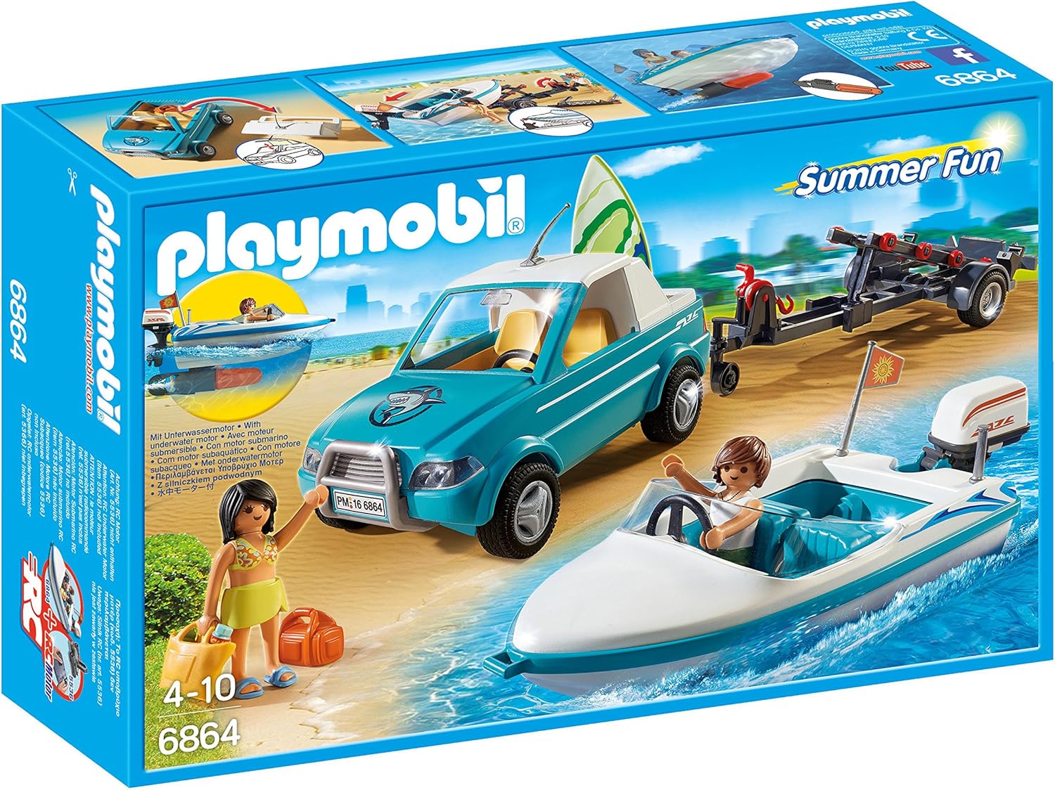 PLAYMOBIL 6864 - Surfisti con Pick Up e Motoscafo, 2 Pezzi - immagine 1