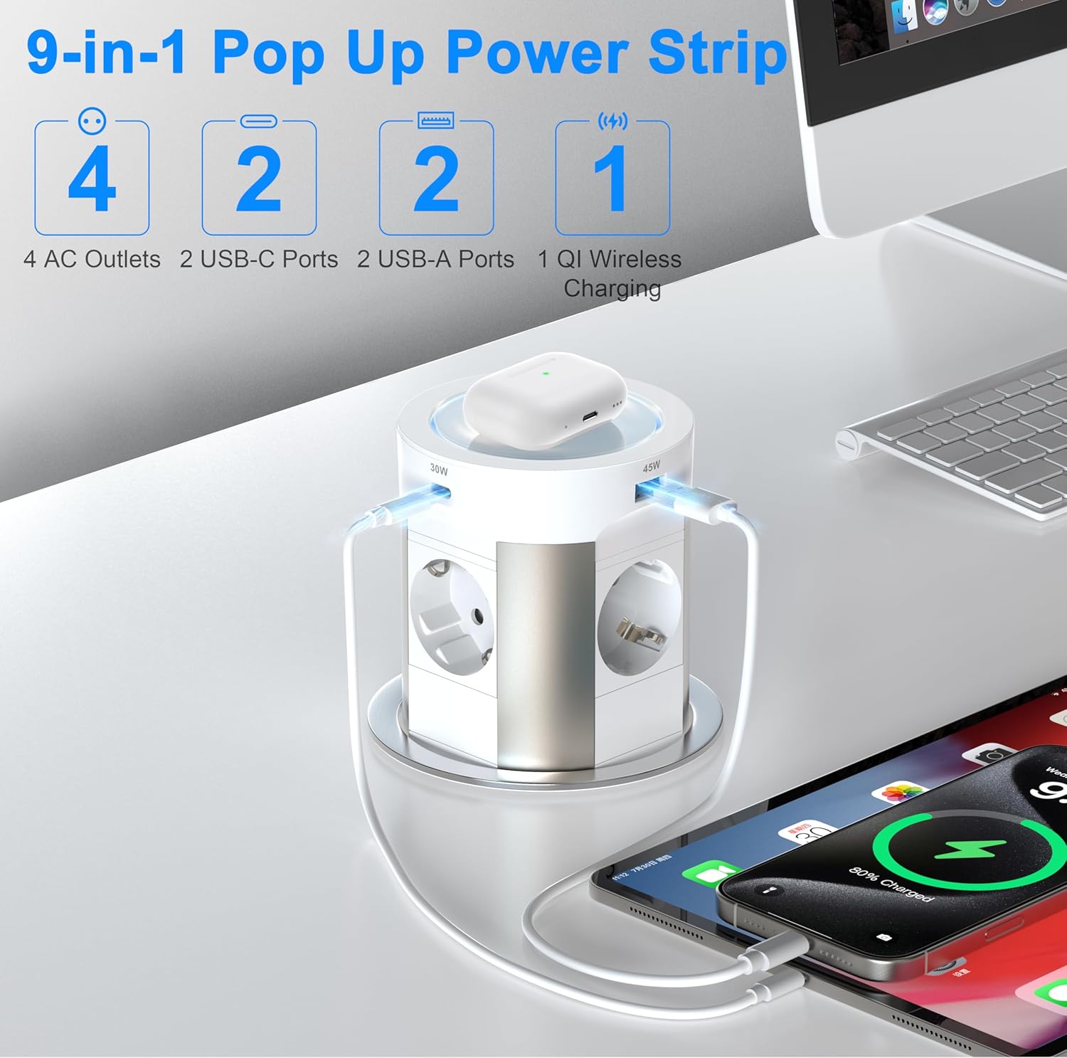 Sewingvr Presa da Tavolo 9 in 1 con USB C PD75W - immagine 2