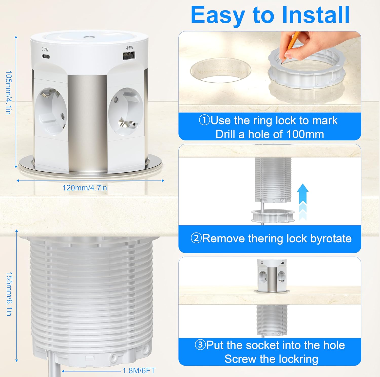 Sewingvr Presa da Tavolo 9 in 1 con USB C PD75W - immagine 6