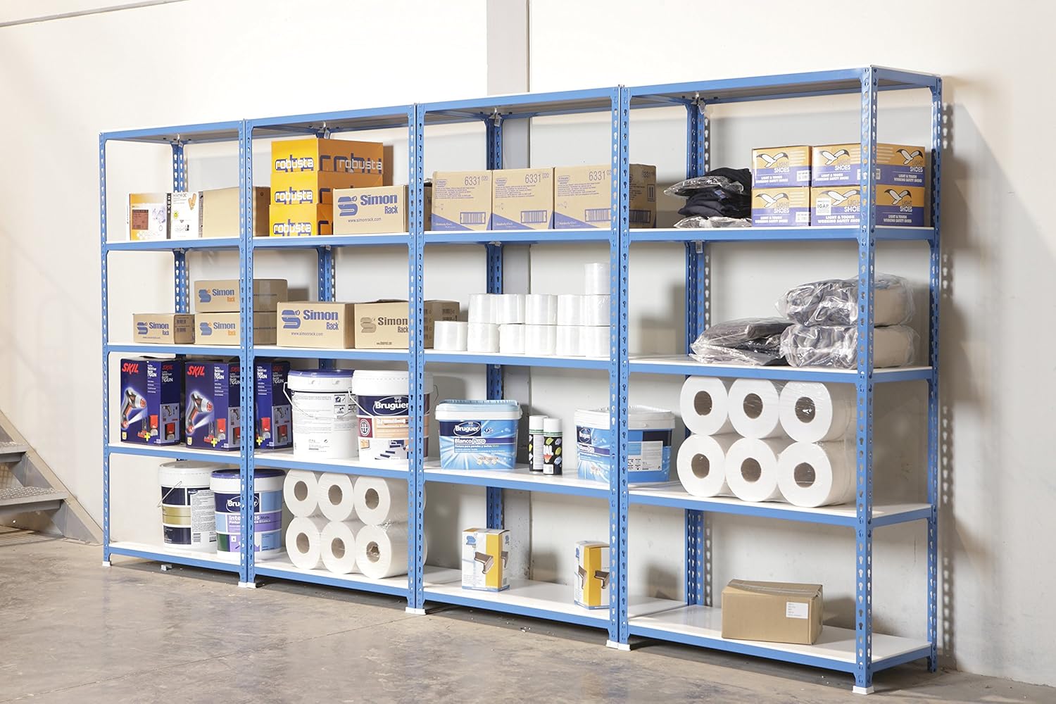 Simon Rack Scaffale Metallo Garage 5 Ripiani, Blu/Bianco - immagine 2