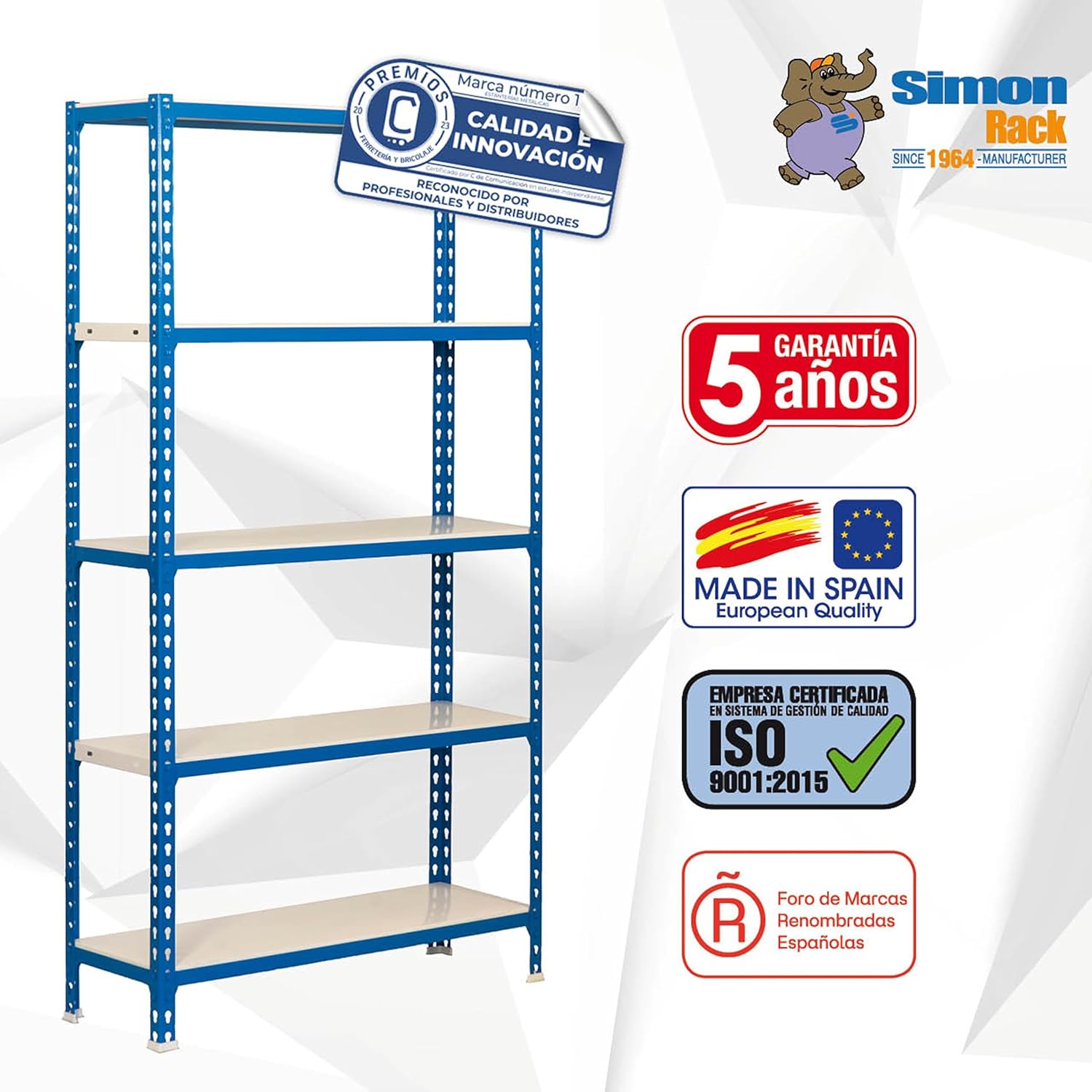 Simon Rack Scaffale Metallo Garage 5 Ripiani, Blu/Bianco - immagine 8