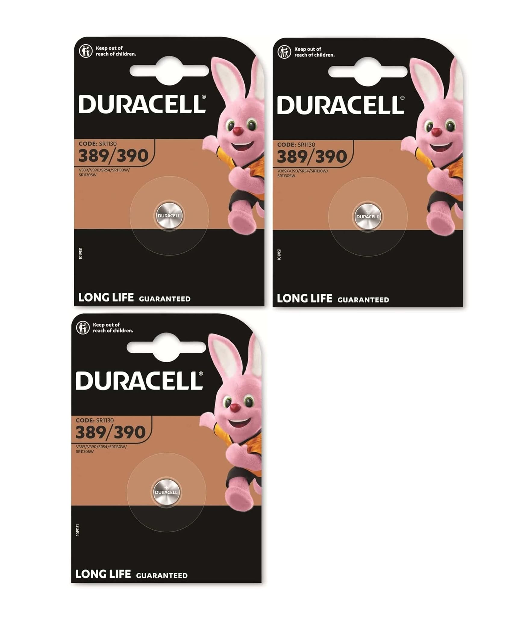 3X Duracell 389/390 SR1130 Con Ossido D'Argento (3 Blister Da 1 Batteria) 3 Pile
