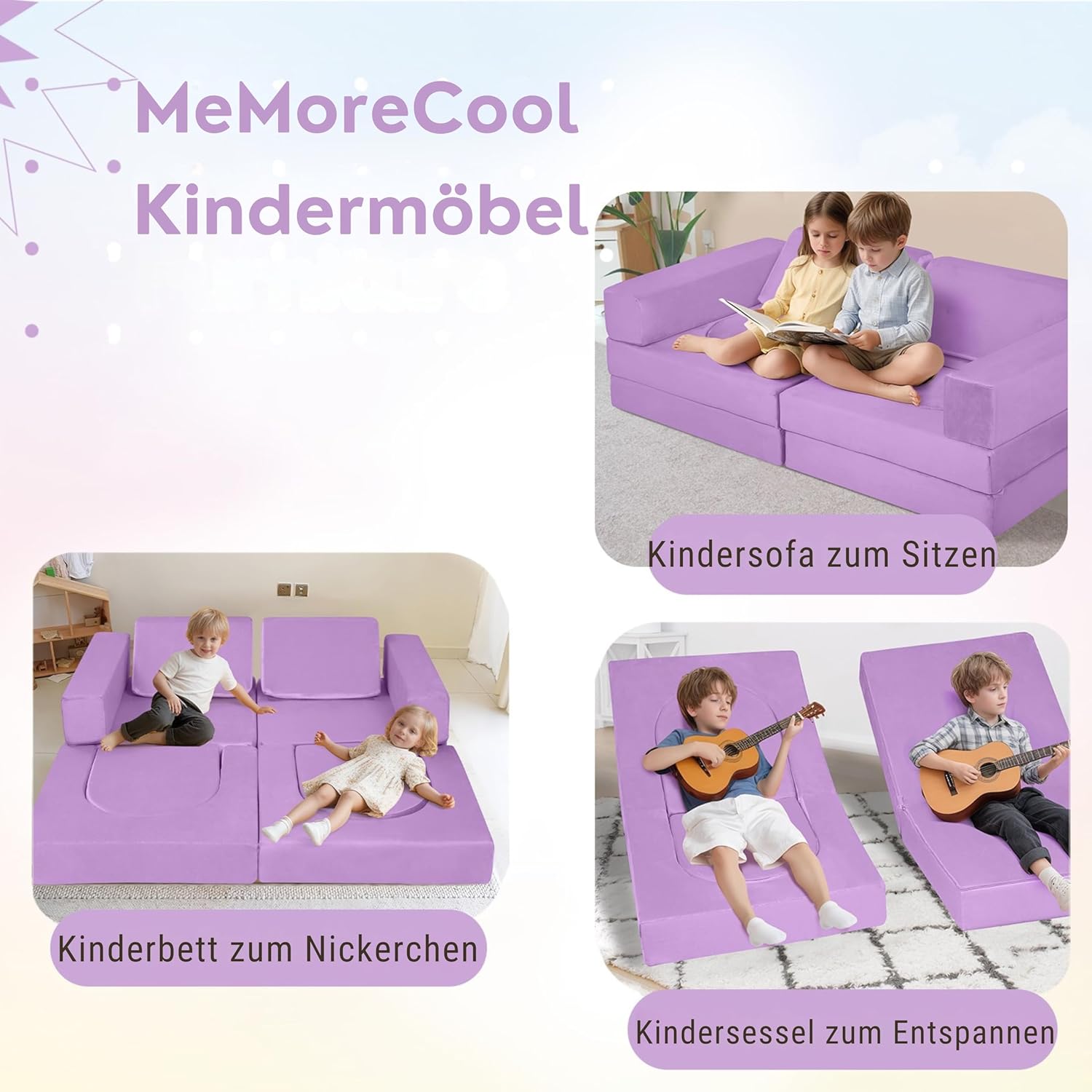 Memorecool Divano da Gioco per Bambini in Gommapiuma - immagine 4