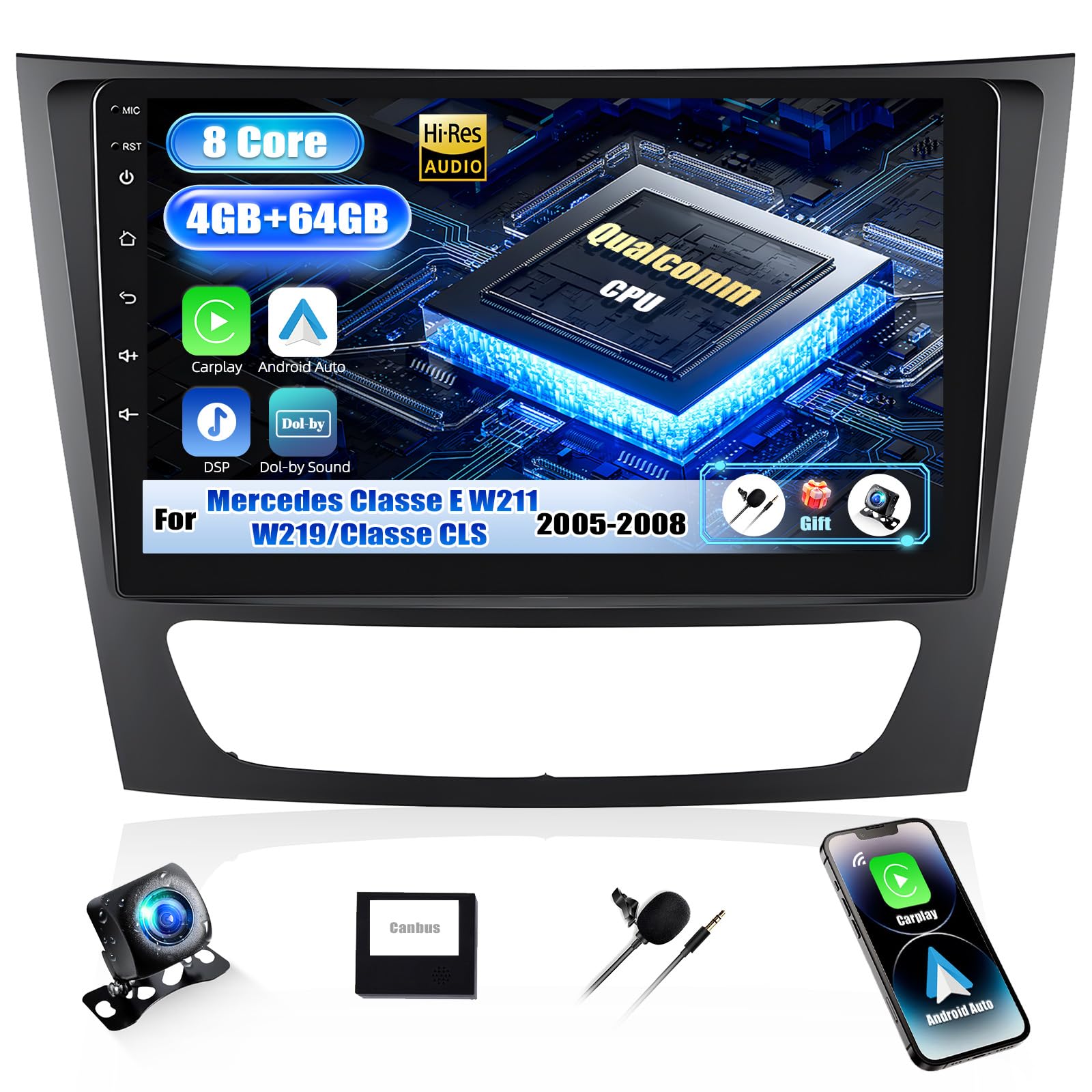 Sixwin Autoradio Android 13 per Mercedes Benz E-W211 9"