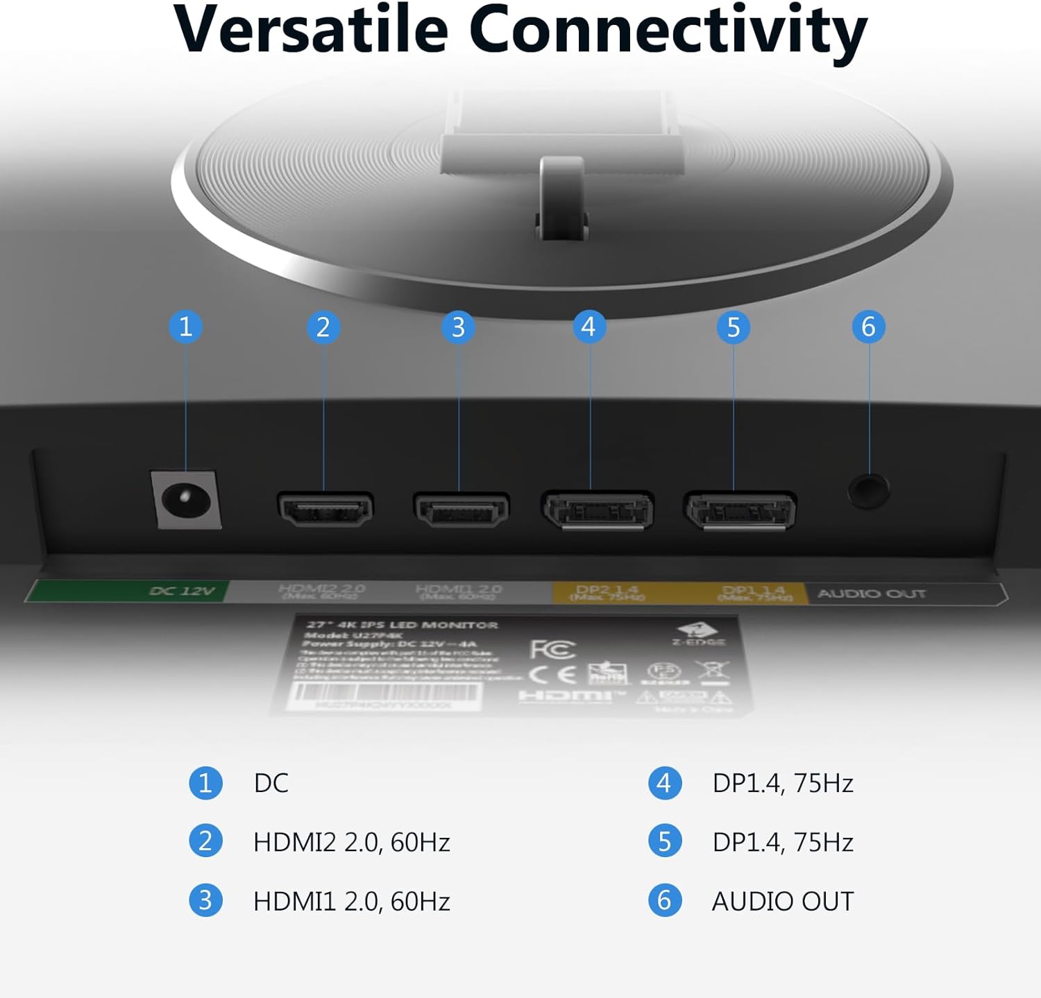 Z-Edge Monitor PC 27" IPS 4K UHD FreeSync - immagine 6