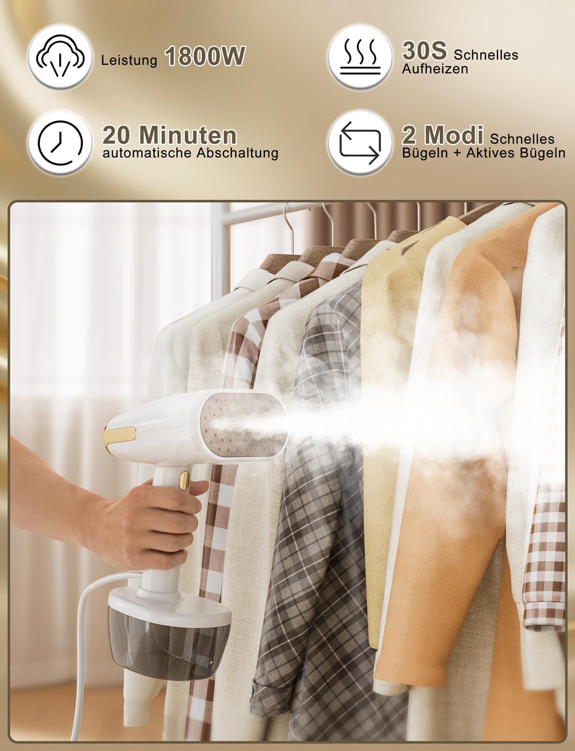 Steamer - Piastra a Vapore 1800W per Vestiti - immagine 2