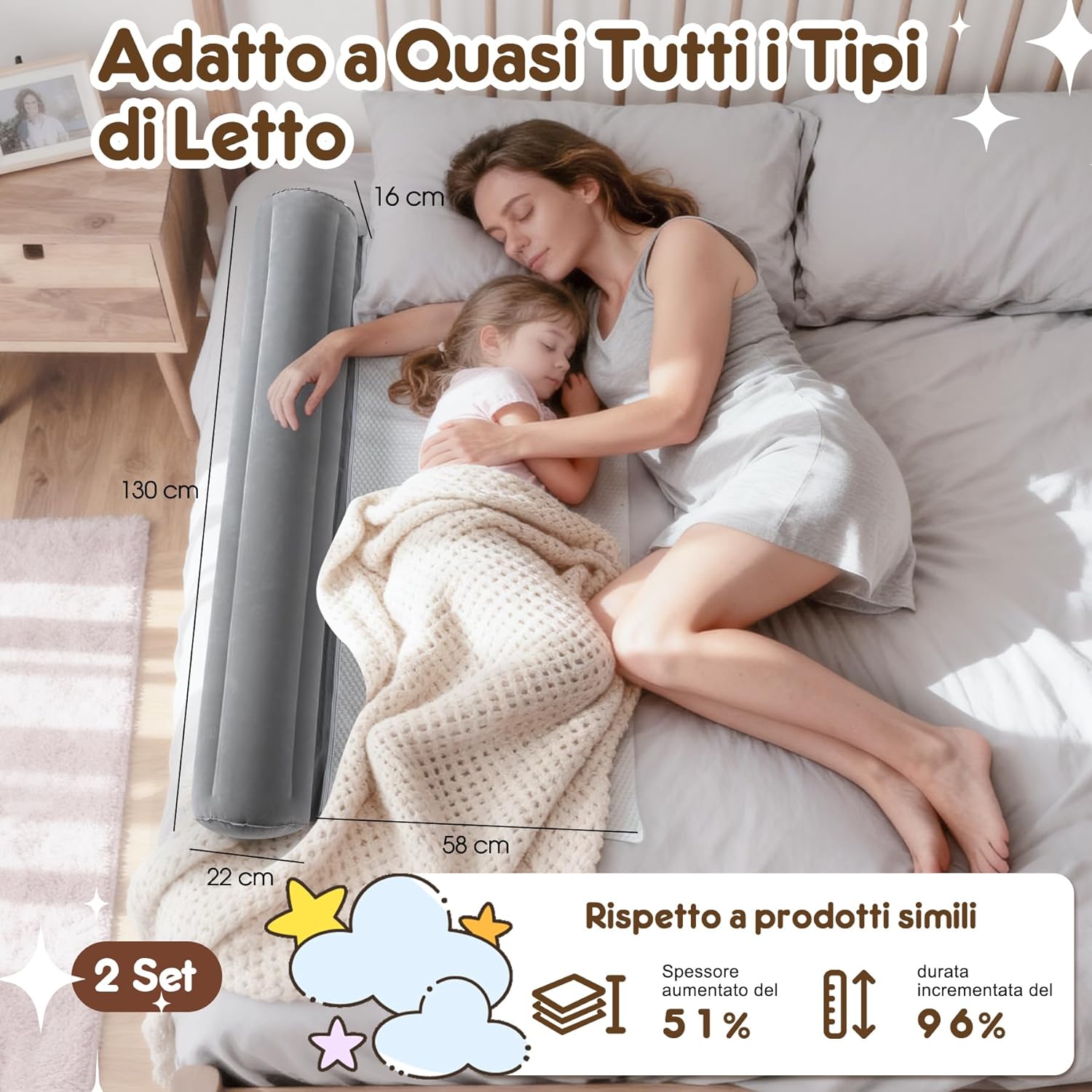 Sponda Letto Bambini Gonfiabile e Pieghevole (2 pz) - immagine 4