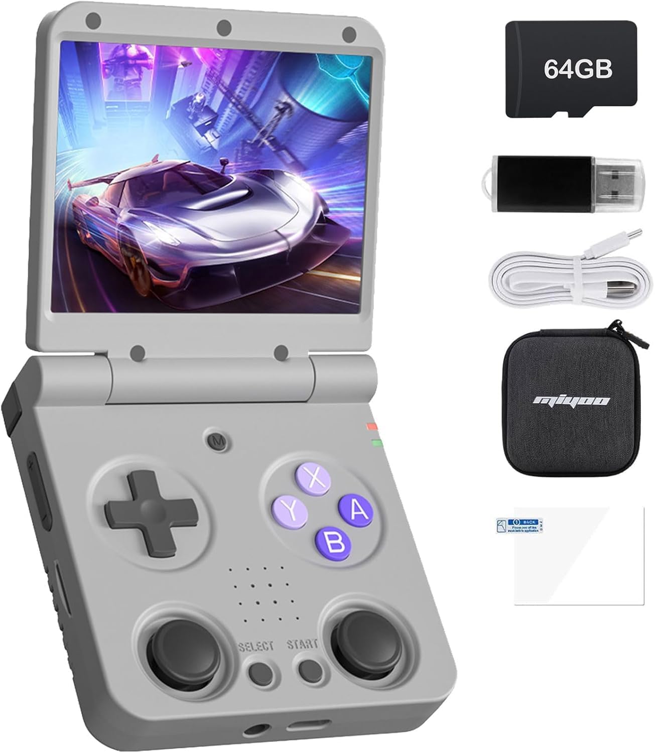 Whatsko Miyoo-Flip Console di Gioco Portatile V2 (Nero)